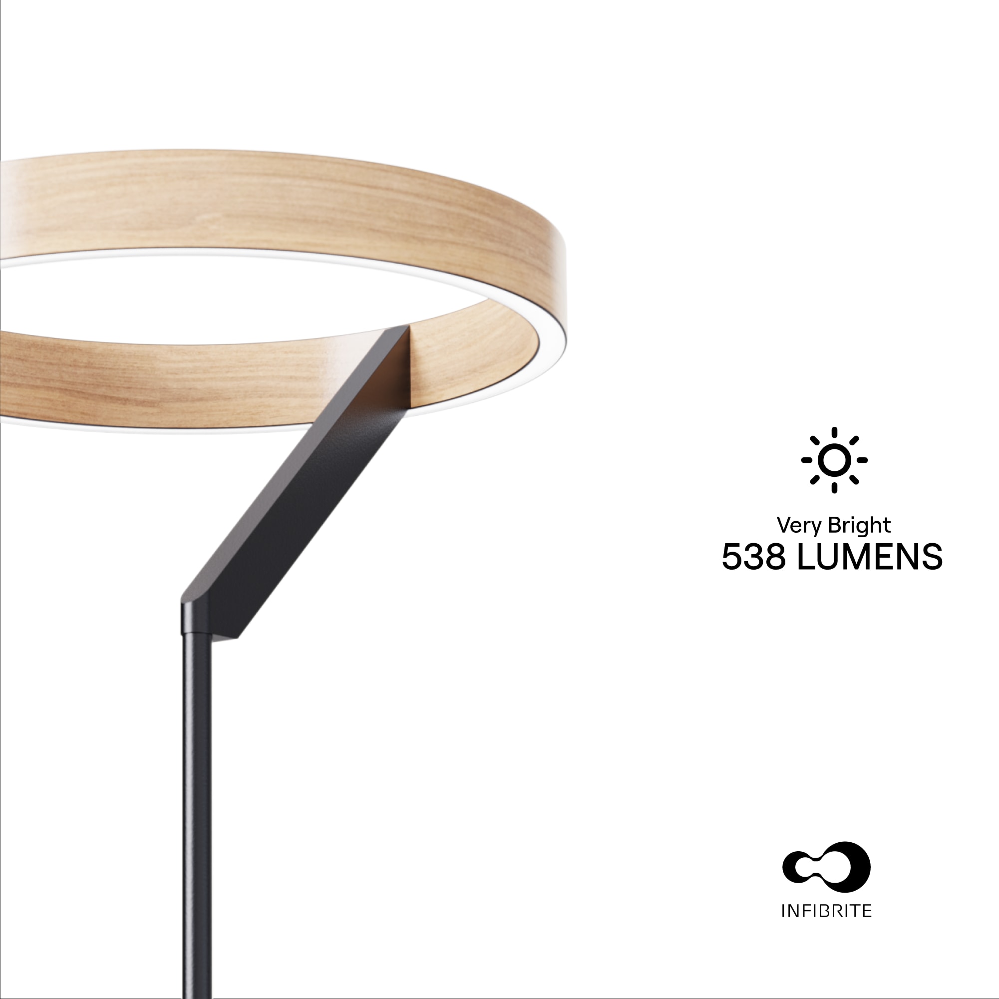 Modern 24W LED Floor Lamp 63 in. - 2700K Warm Light- Angled Design in Matte Black thumbnail 2