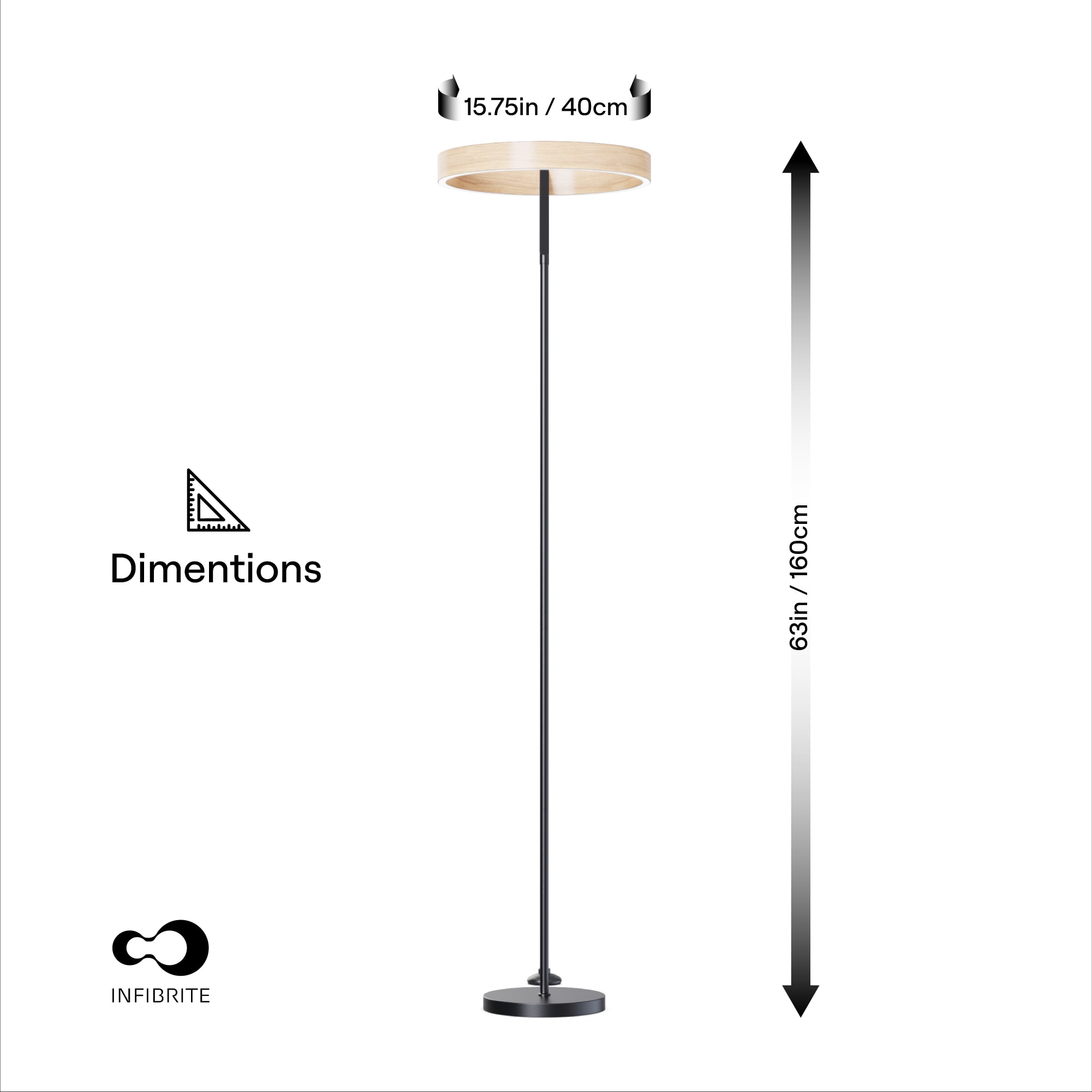 Modern 24W LED Floor Lamp 63 in. - 2700K Warm Light- Angled Design in Matte Black thumbnail 8