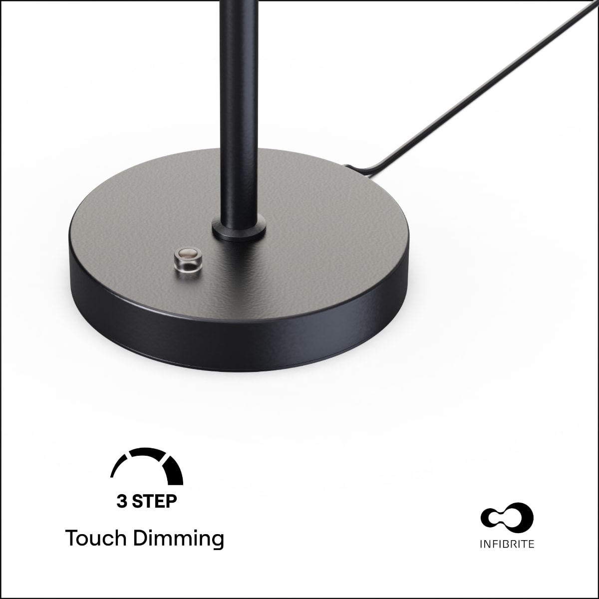 Modern 12W LED Table Lamp 18 in. - 2700K Warm Light- Angled Design in Matte Black thumbnail 4