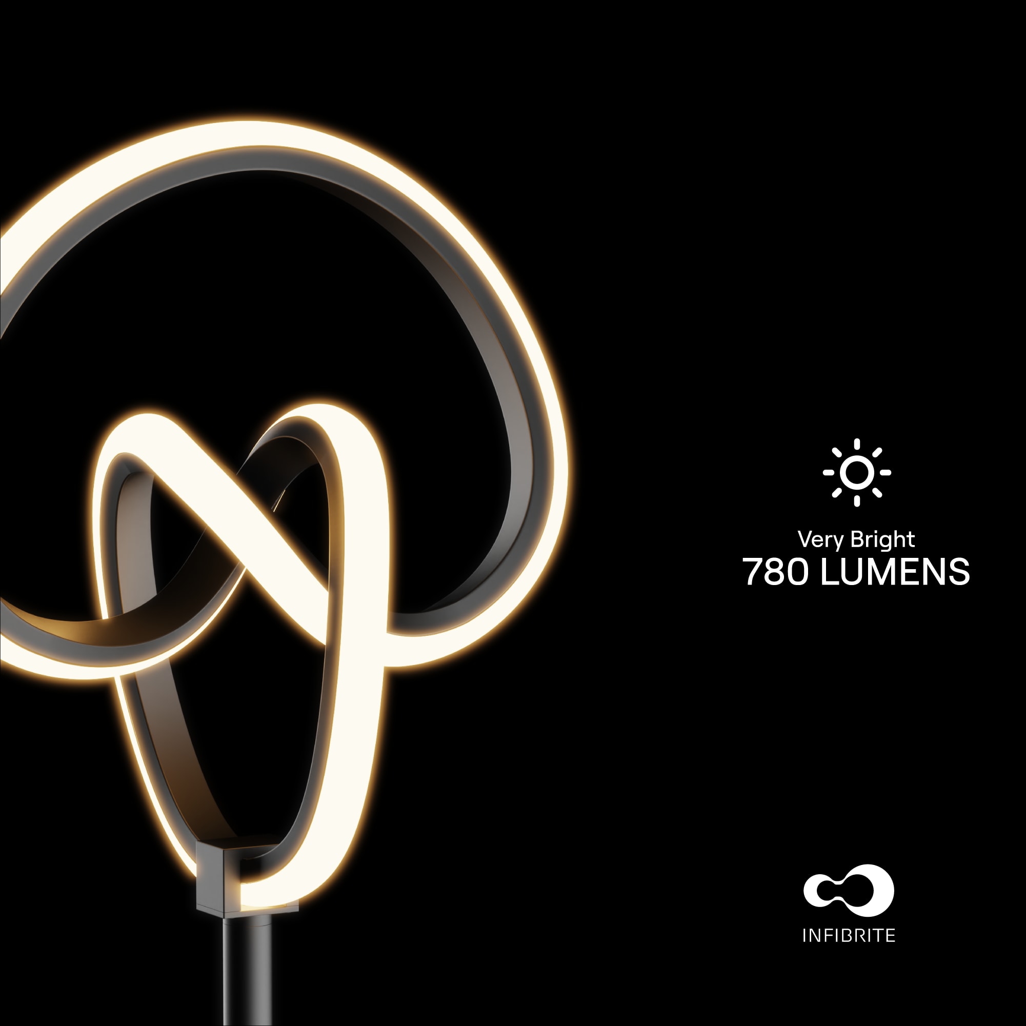 Abstract Art 31W LED Floor Lamp 58 in. - 3000K Warm Illumination- Twisted Circle Design in Matte Black thumbnail 2