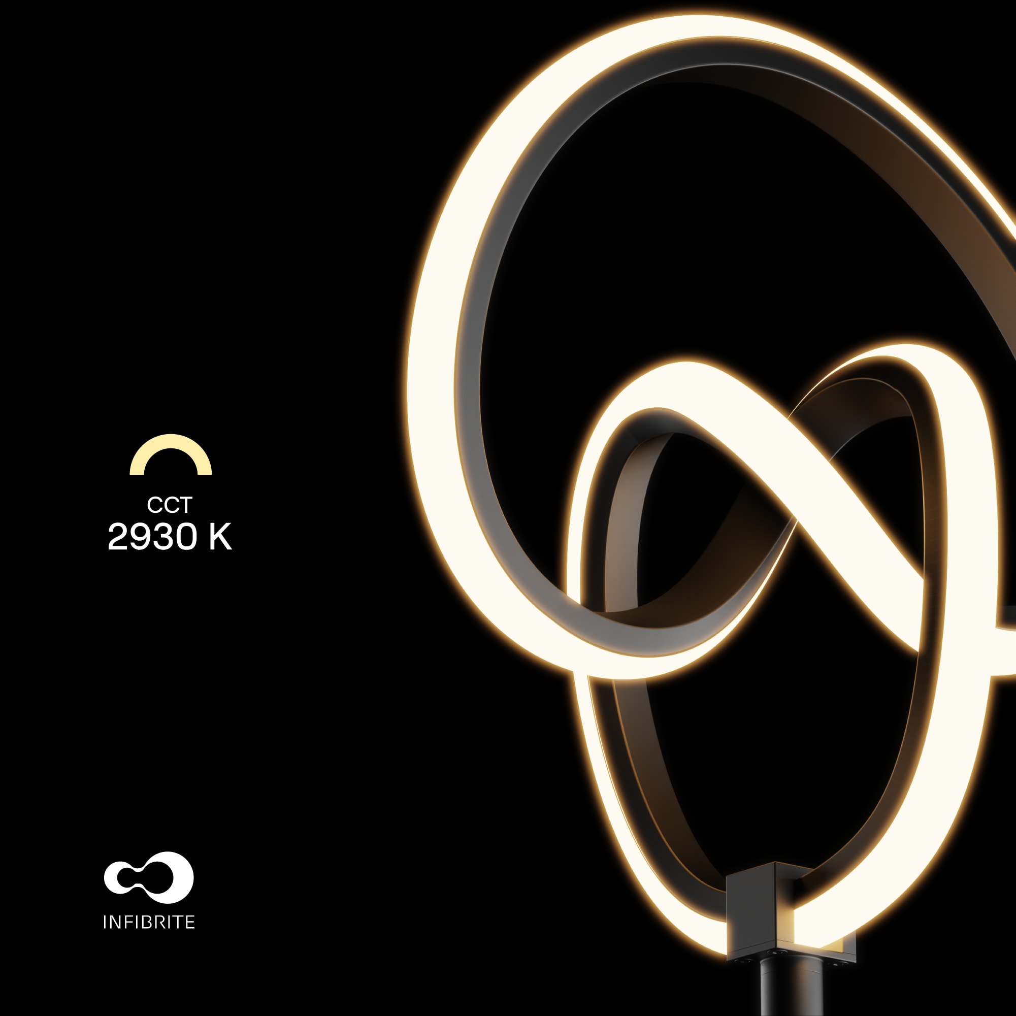 Abstract Art 31W LED Floor Lamp 58 in. - 3000K Warm Illumination- Twisted Circle Design in Matte Black thumbnail 3