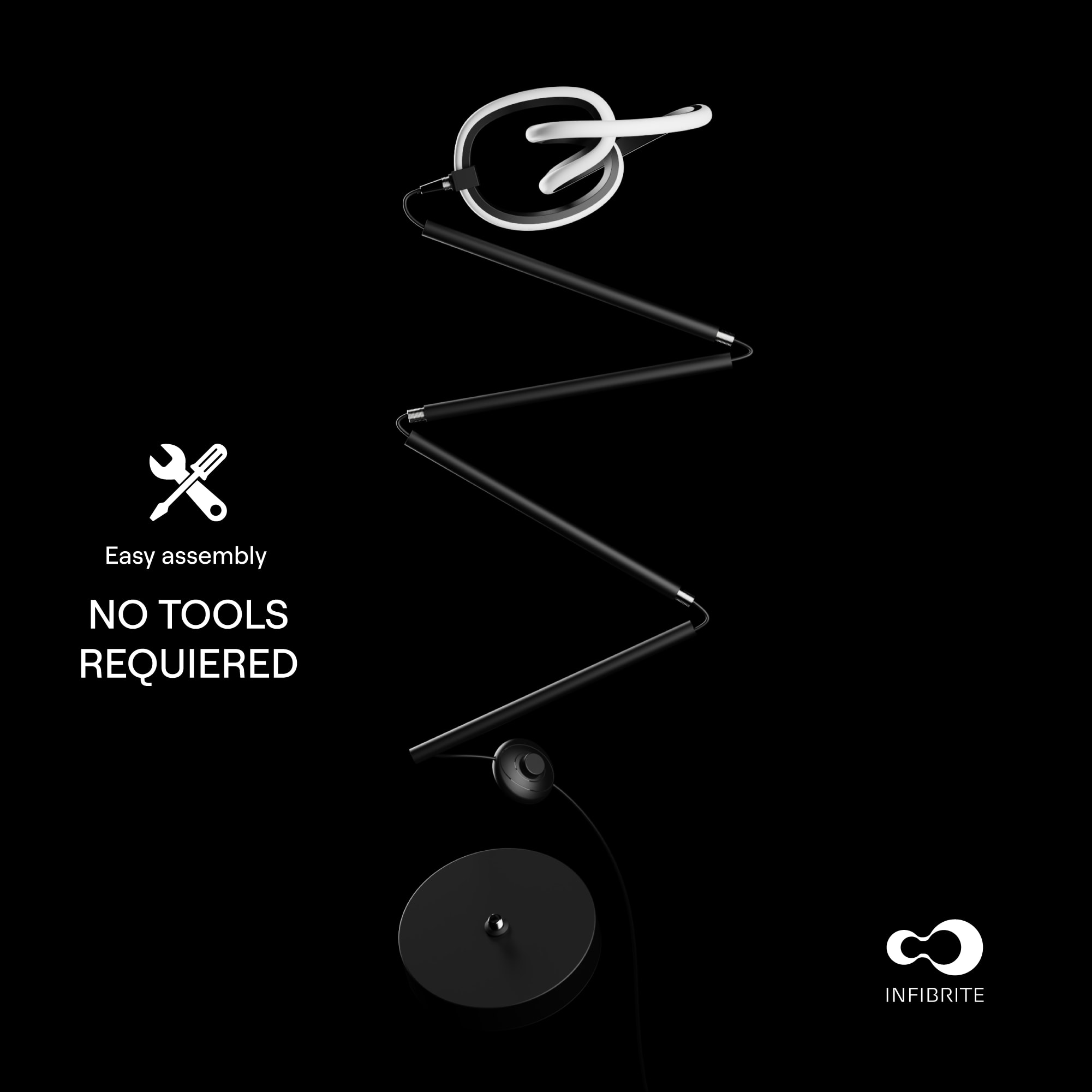 Abstract Art 31W LED Floor Lamp 58 in. - 3000K Warm Illumination- Twisted Circle Design in Matte Black thumbnail 8