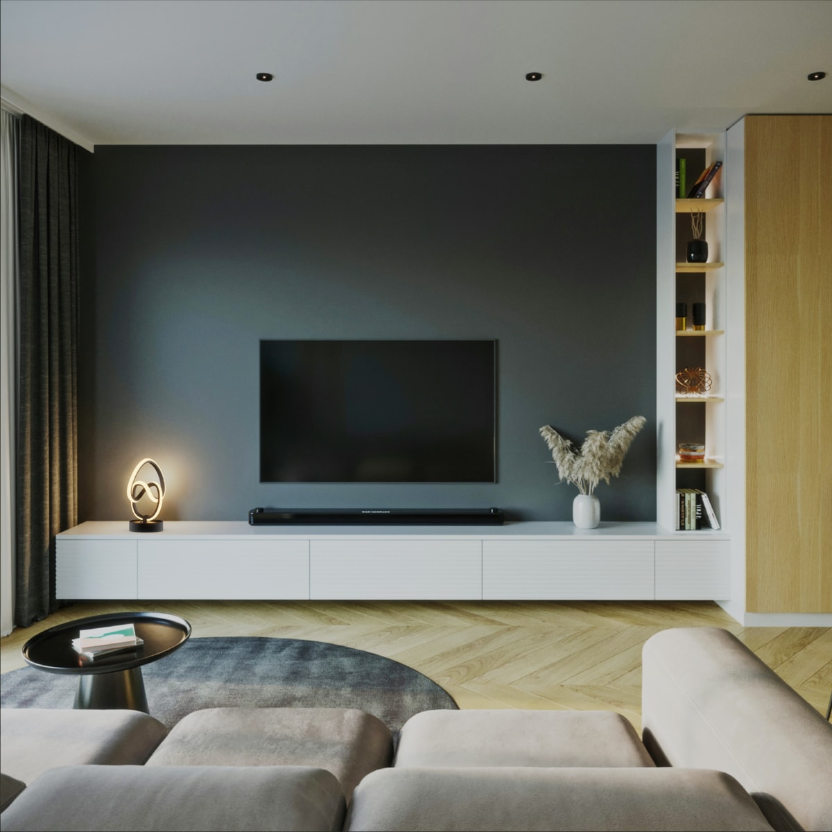 Abstract Art 12W LED Table Lamp 11 in. - 3000K Warm Light- Abstract Design in Matte Black thumbnail 6