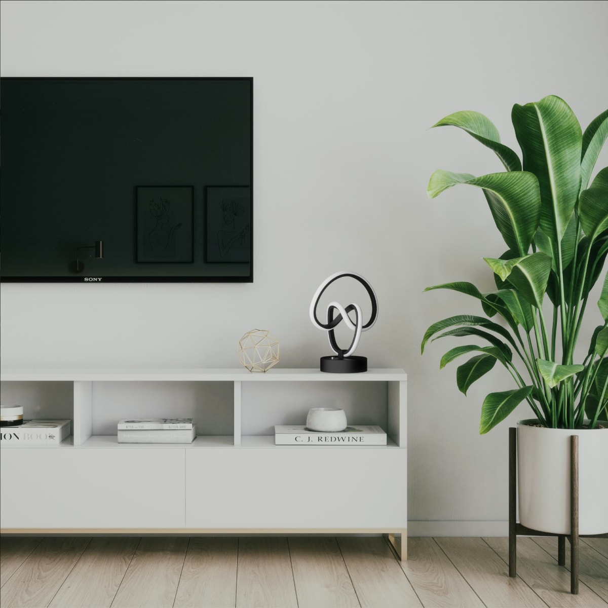 Abstract Art 12W LED Table Lamp 11 in. - 3000K Warm Light- Abstract Design in Matte Black thumbnail 7