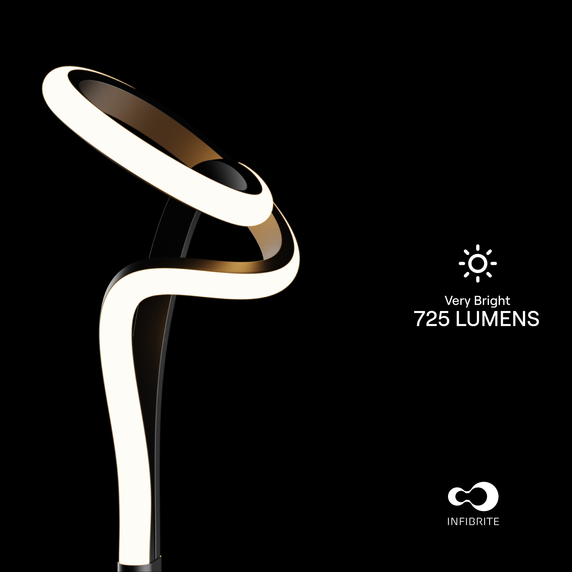 Modern Elegance 12W LED Floor Lamp 59 in. - 3000K Soft White - Loop Design in Matte Black and Rose Gold thumbnail 2