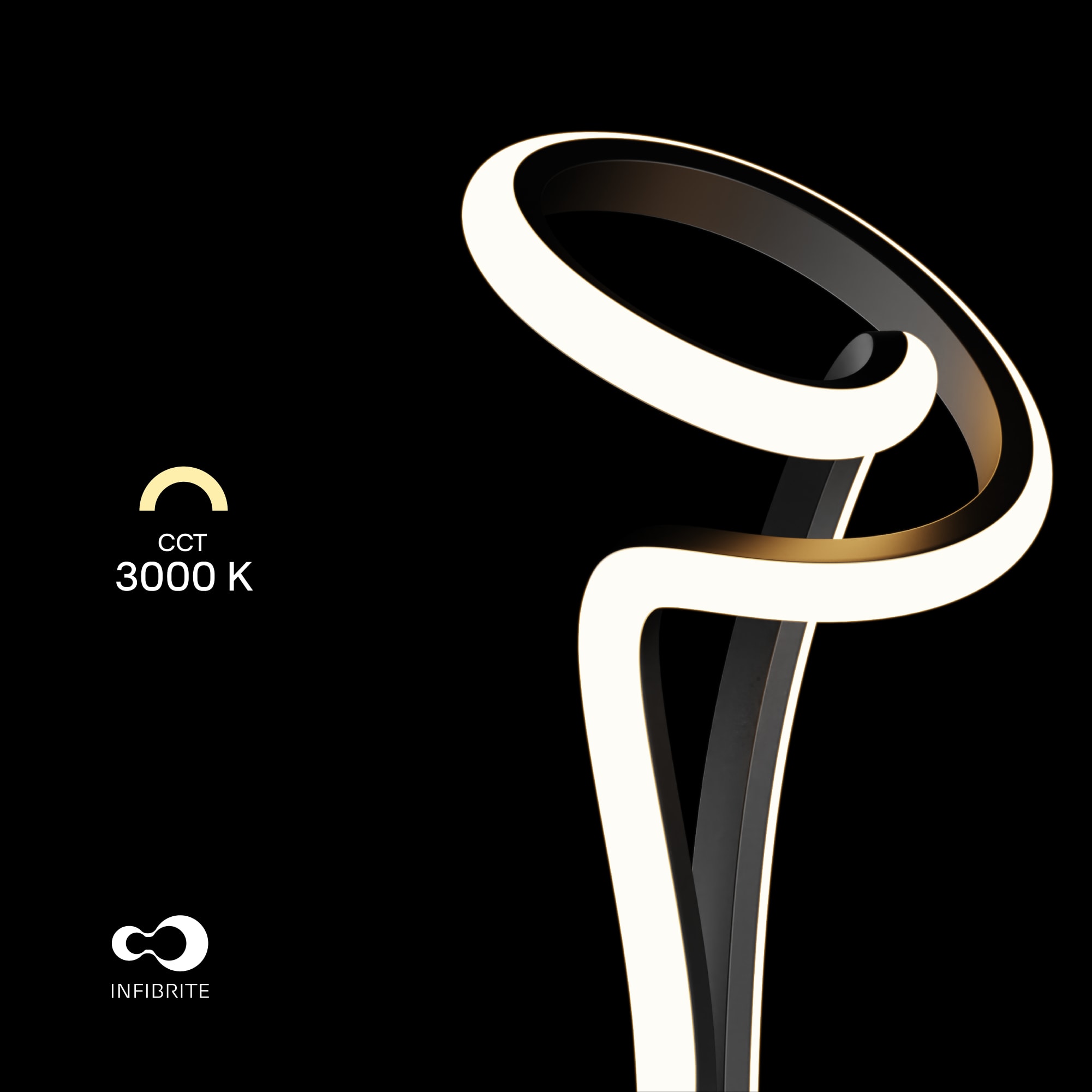 Modern Elegance 12W LED Floor Lamp 59 in. - 3000K Soft White - Loop Design in Matte Black and Rose Gold thumbnail 3