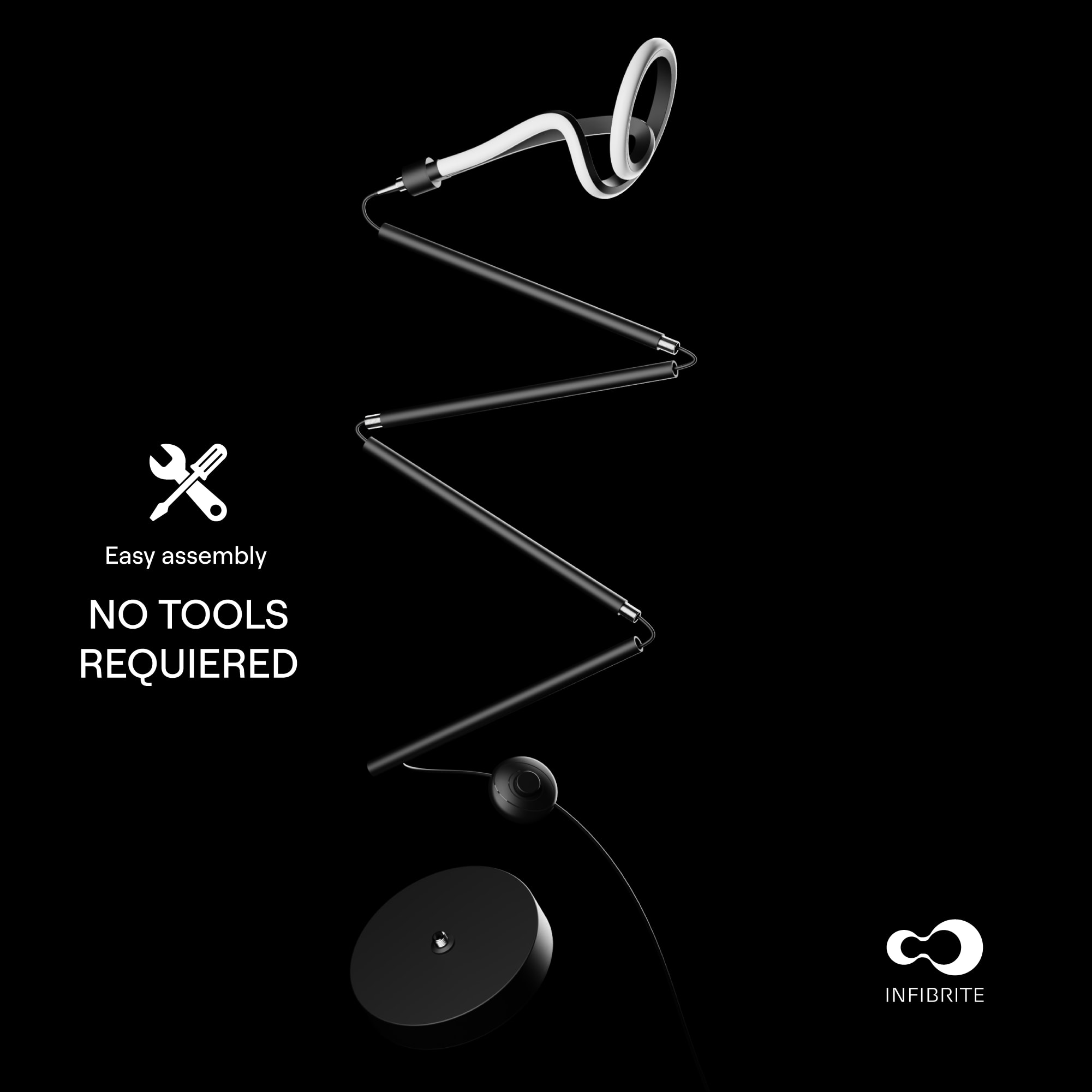 Modern Elegance 12W LED Floor Lamp 59 in. - 3000K Soft White - Loop Design in Matte Black and Rose Gold thumbnail 8
