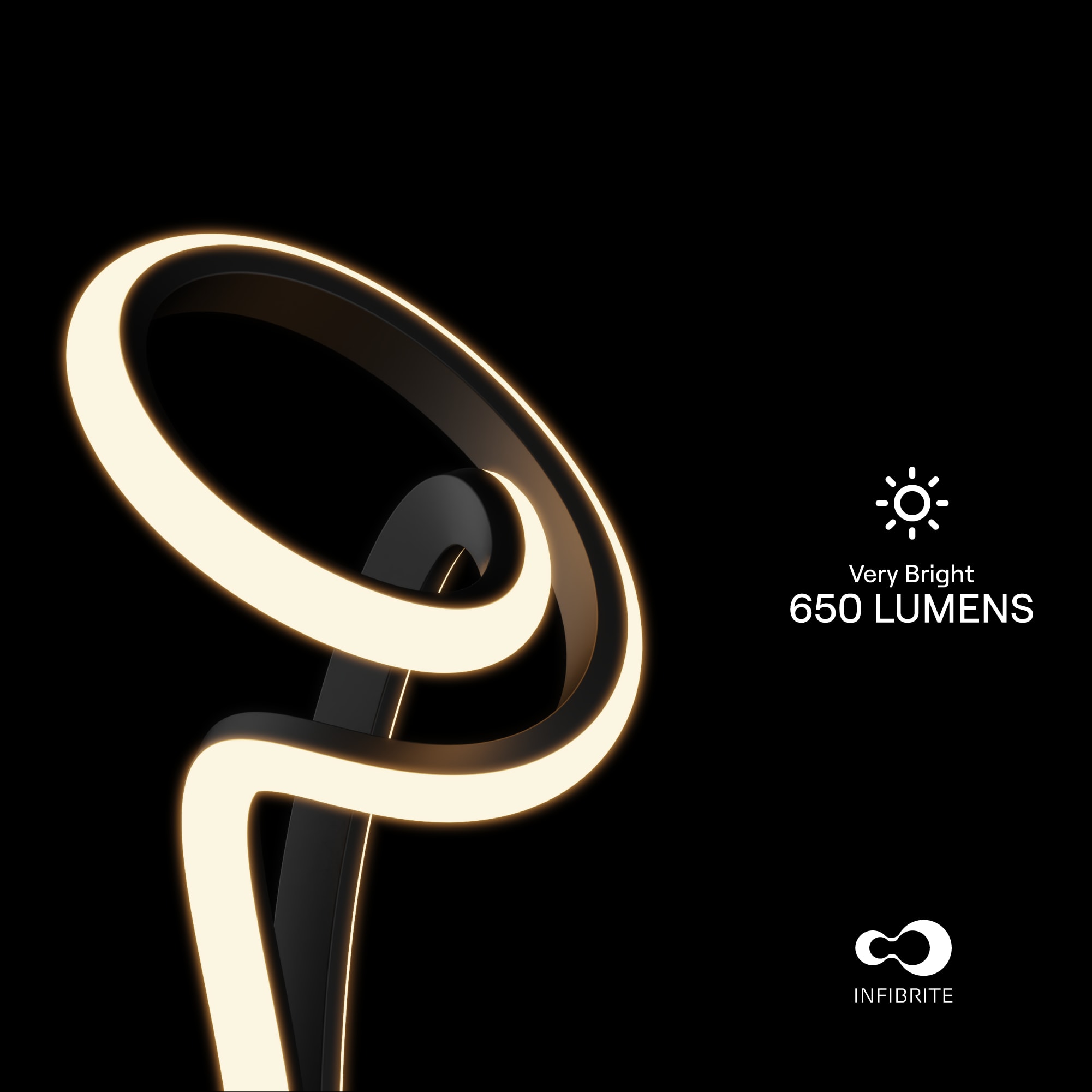 Modern Elegance 12W LED Table Lamp 11 in. - 3000K Soft White - Loop Design in Matte Black and Rose Gold thumbnail 2