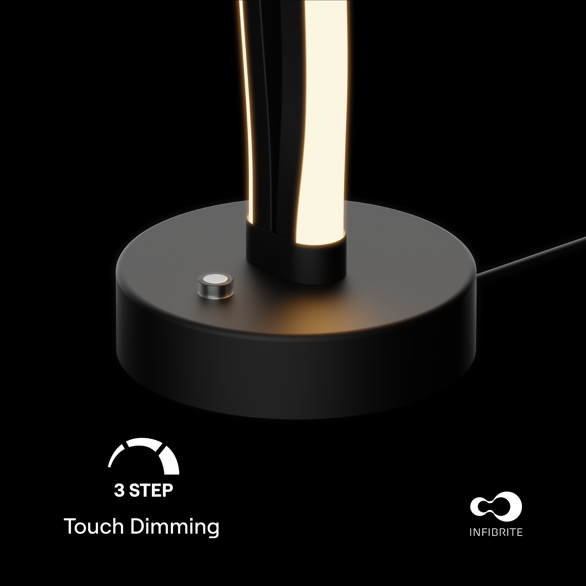 Modern Elegance 12W LED Table Lamp 11 in. - 3000K Soft White - Loop Design in Matte Black and Rose Gold thumbnail 4