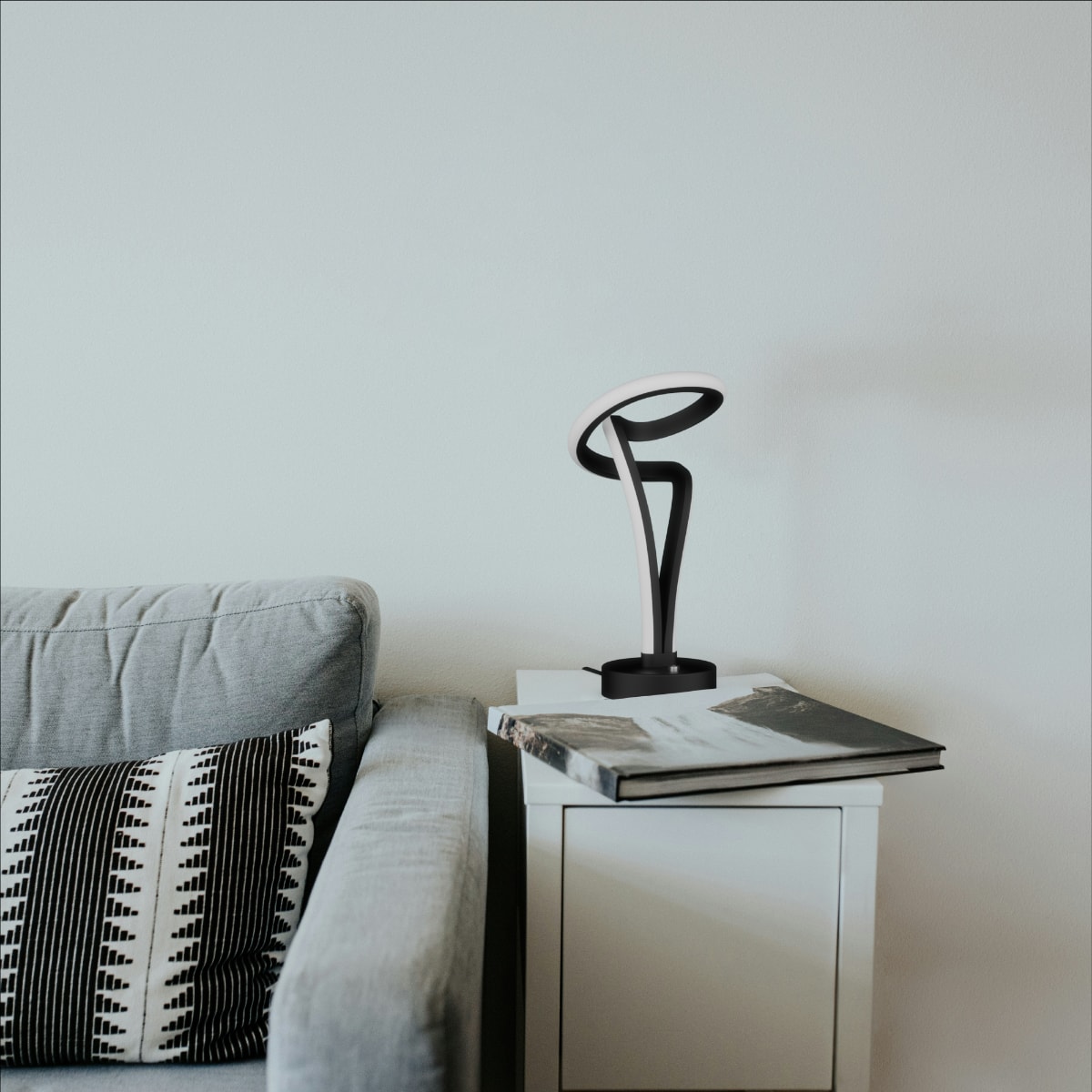 Modern Elegance 12W LED Table Lamp 11 in. - 3000K Soft White - Loop Design in Matte Black and Rose Gold thumbnail 7