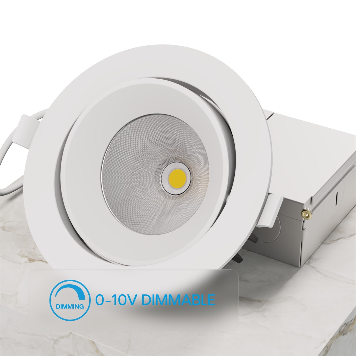 Gimbal 24 Deg Angle 4 Inch 5CCT Selectable White New Construction 12 Watt 960LM 0-10V Dimmable LED Recessed Light 120-277V thumbnail 4