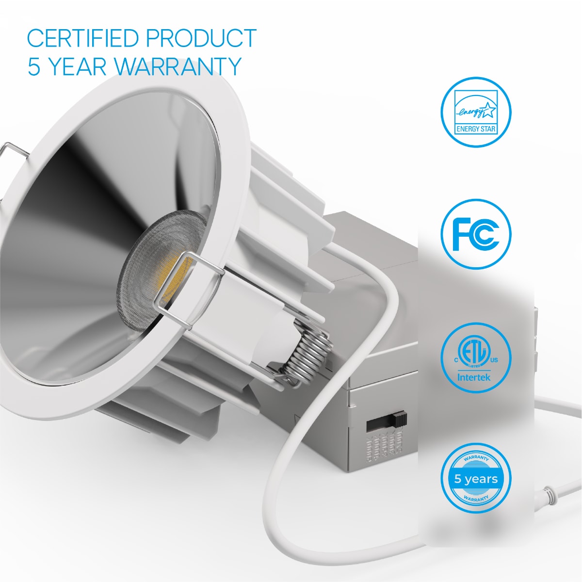 36 Deg Angle 4 Inch 5CCT Selectable White New Construction 12 Watt 960LM 0-10V Dimmable LED Light 120-277V (6 Pack) thumbnail 8