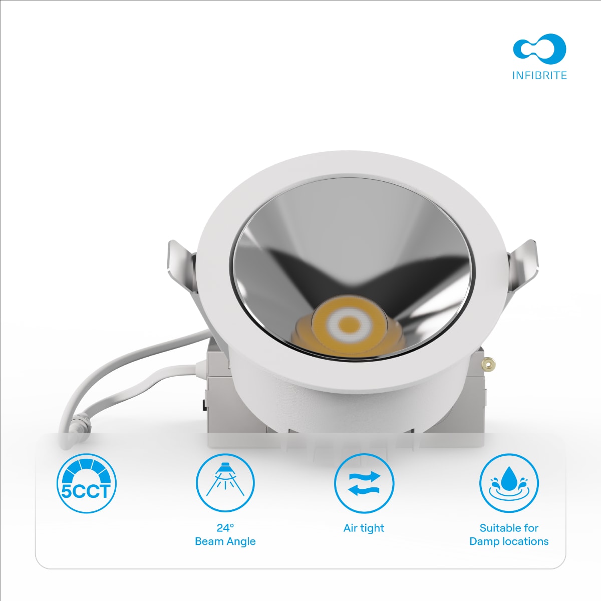 50 Deg Angle 4 Inch 5CCT Selectable White New Construction 12 Watt 960LM 0-10V Dimmable LED Light 120-277V thumbnail 4