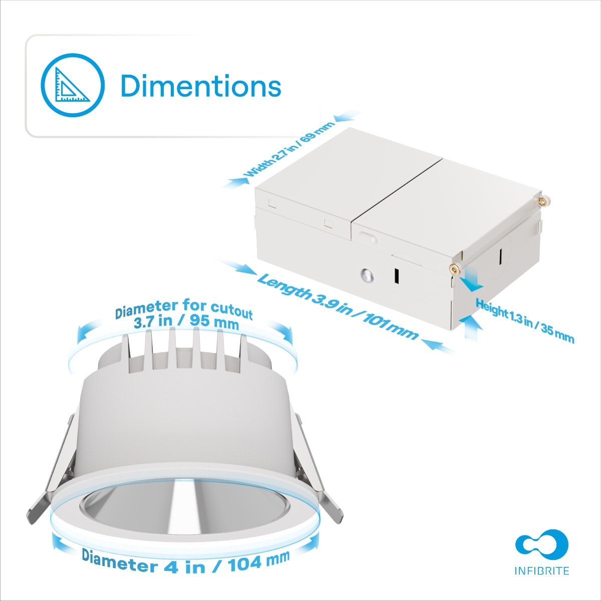 50 Deg Angle 4 Inch 5CCT Selectable White New Construction 12 Watt 960LM 0-10V Dimmable LED Light 120-277V thumbnail 6