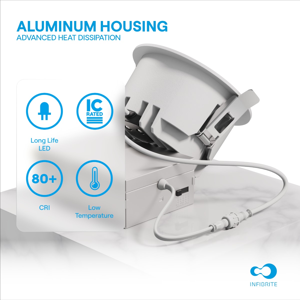 50 Deg Angle 4 Inch 5CCT Selectable White New Construction 12 Watt 960LM 0-10V Dimmable LED Light 120-277V thumbnail 8
