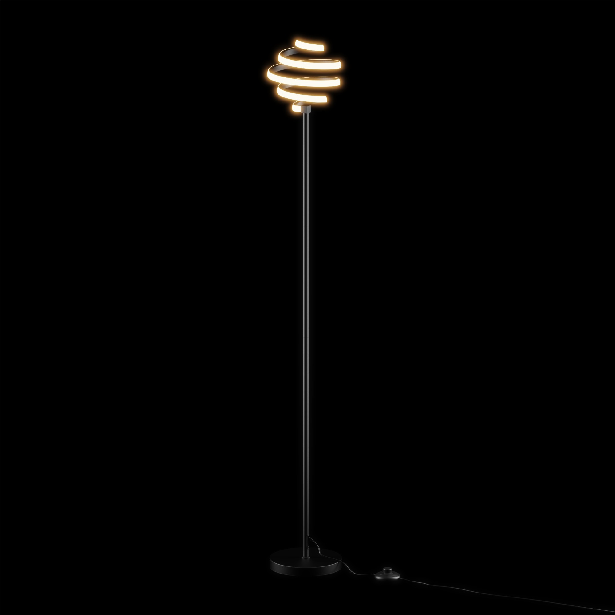 Spiral 24W LED Floor Lamp 59 in. - 3000K Warm White - Stepless Dimming in Matte Black