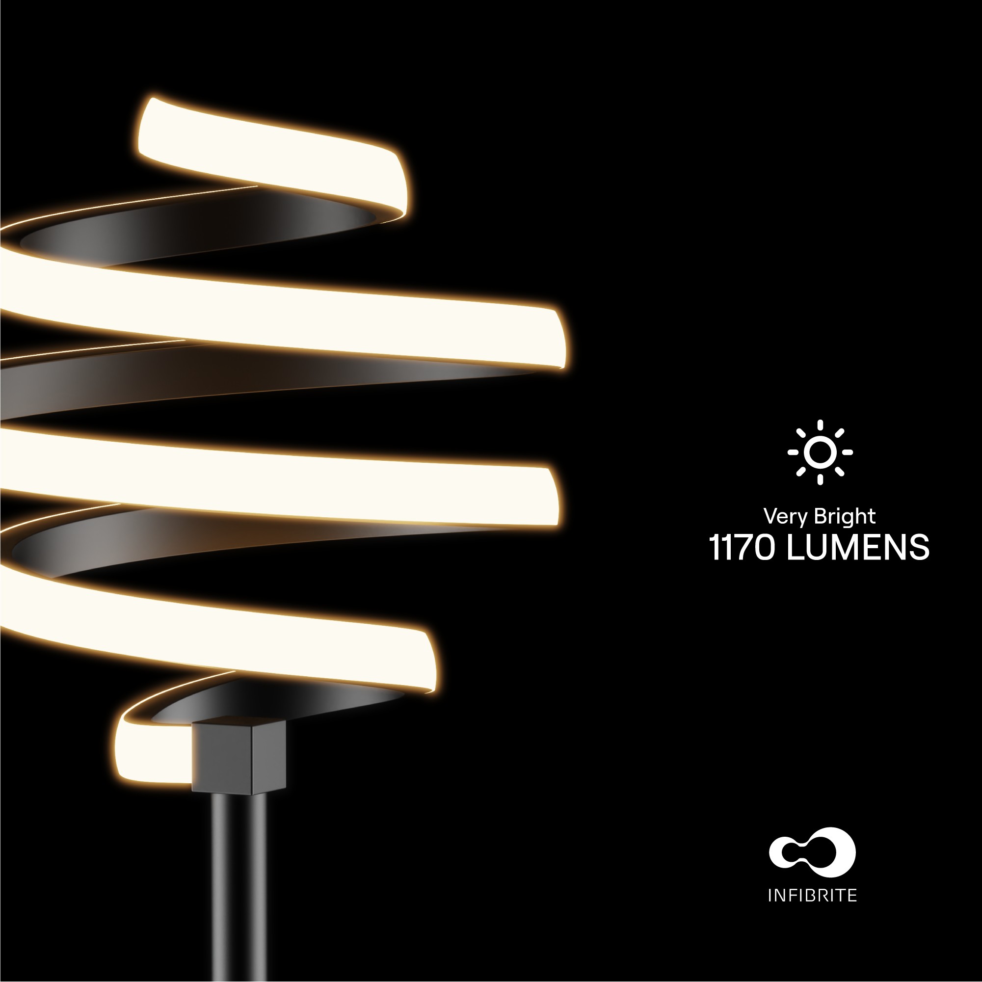 Spiral 24W LED Floor Lamp 59 in. - 3000K Warm White - Stepless Dimming in Matte Black thumbnail 2