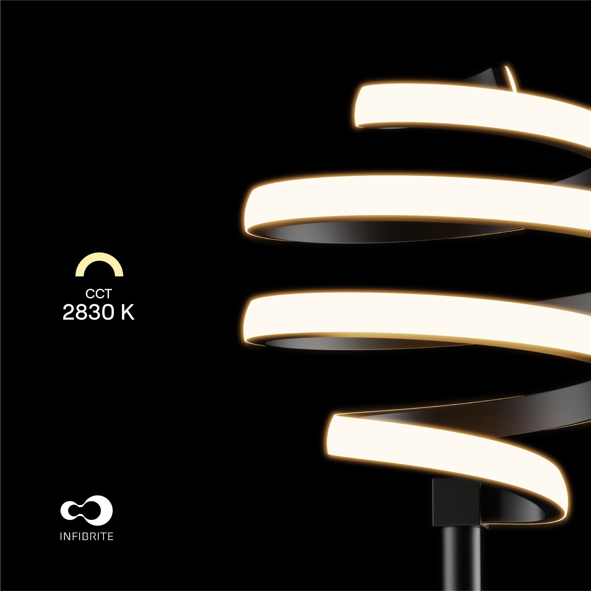 Spiral 24W LED Floor Lamp 59 in. - 3000K Warm White - Stepless Dimming in Matte Black thumbnail 3