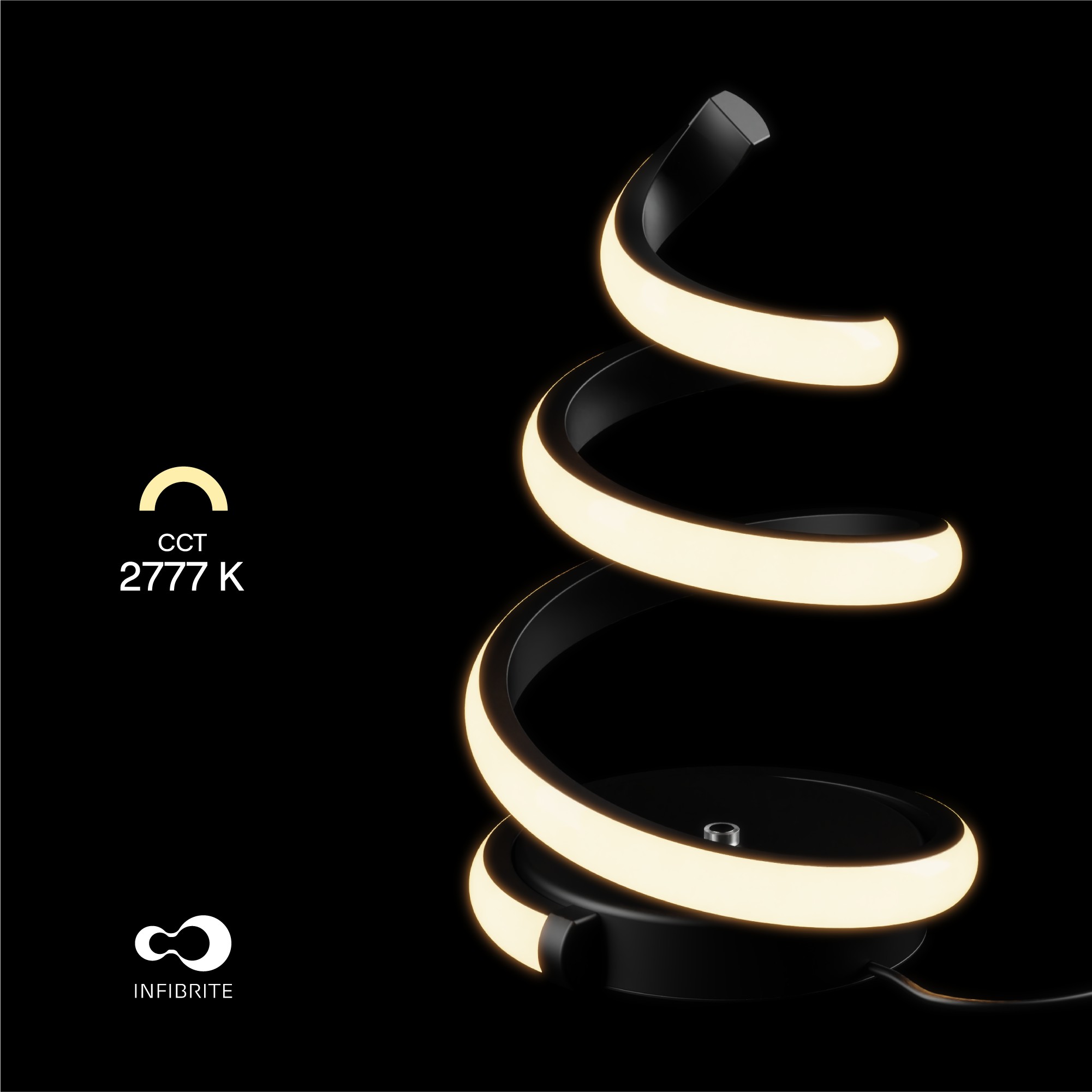Spiral 12W LED Table Lamp 16 in. - 3000K Warm White - Touch Dimming in Matte Black thumbnail 3