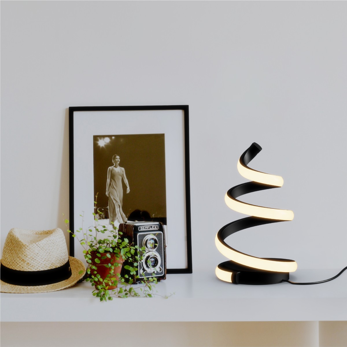 Spiral 12W LED Table Lamp 16 in. - 3000K Warm White - Touch Dimming in Matte Black thumbnail 5