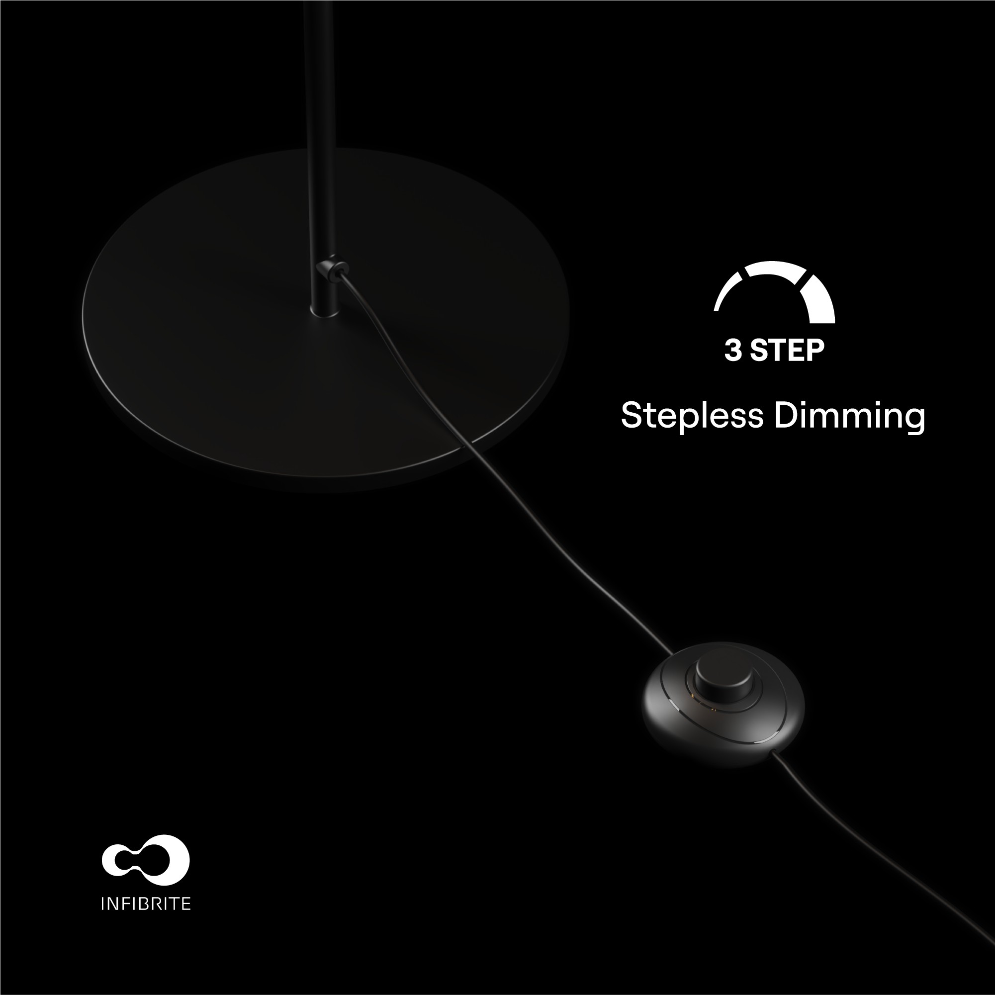 Sculptural Curve 24W LED Floor Lamp 51 in. - 3000K Warm White - Stepless Dimming in Matte Black thumbnail 4