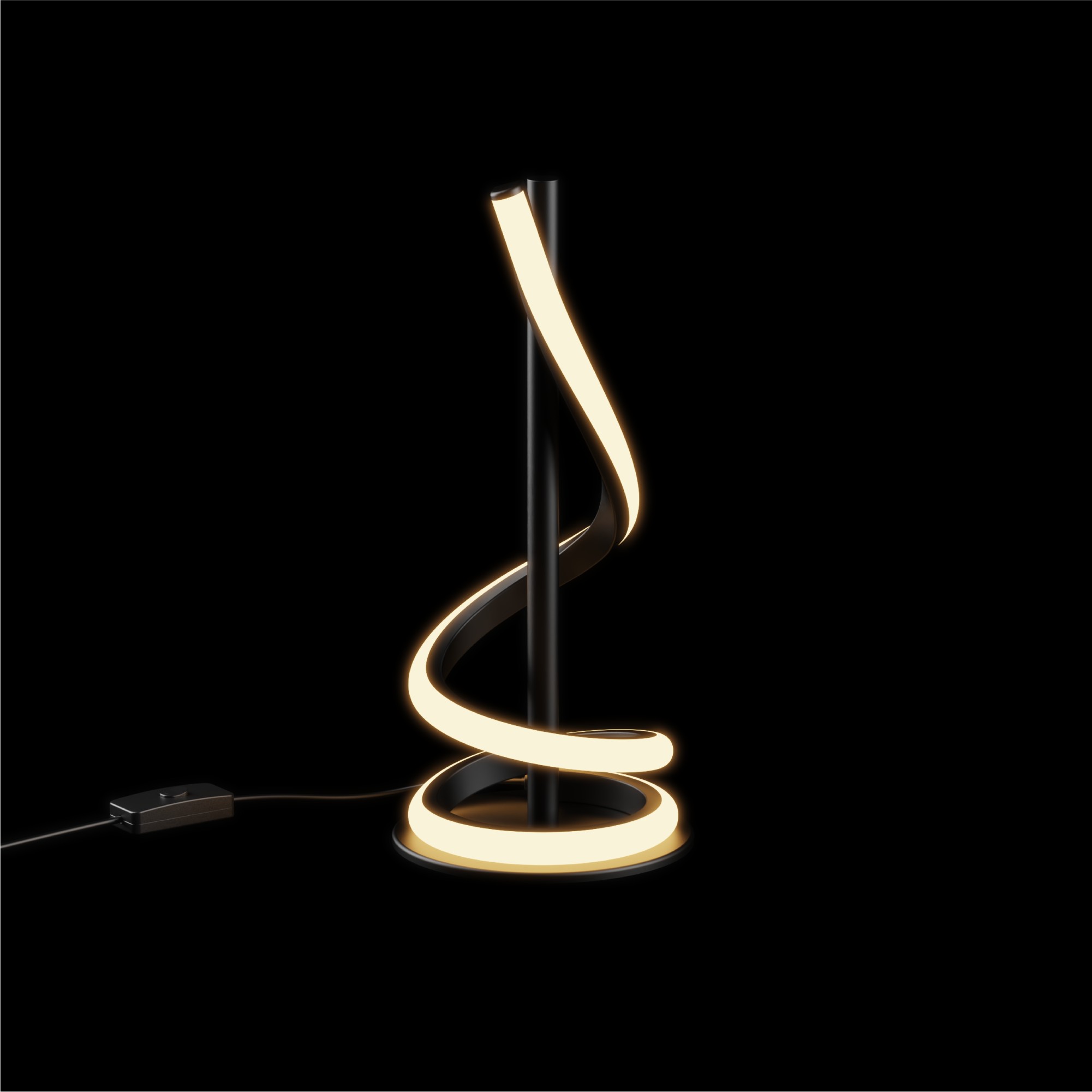 Sculptural Curve 12W LED Table Lamp 16 in. - 3000K Warm White - Matte Black