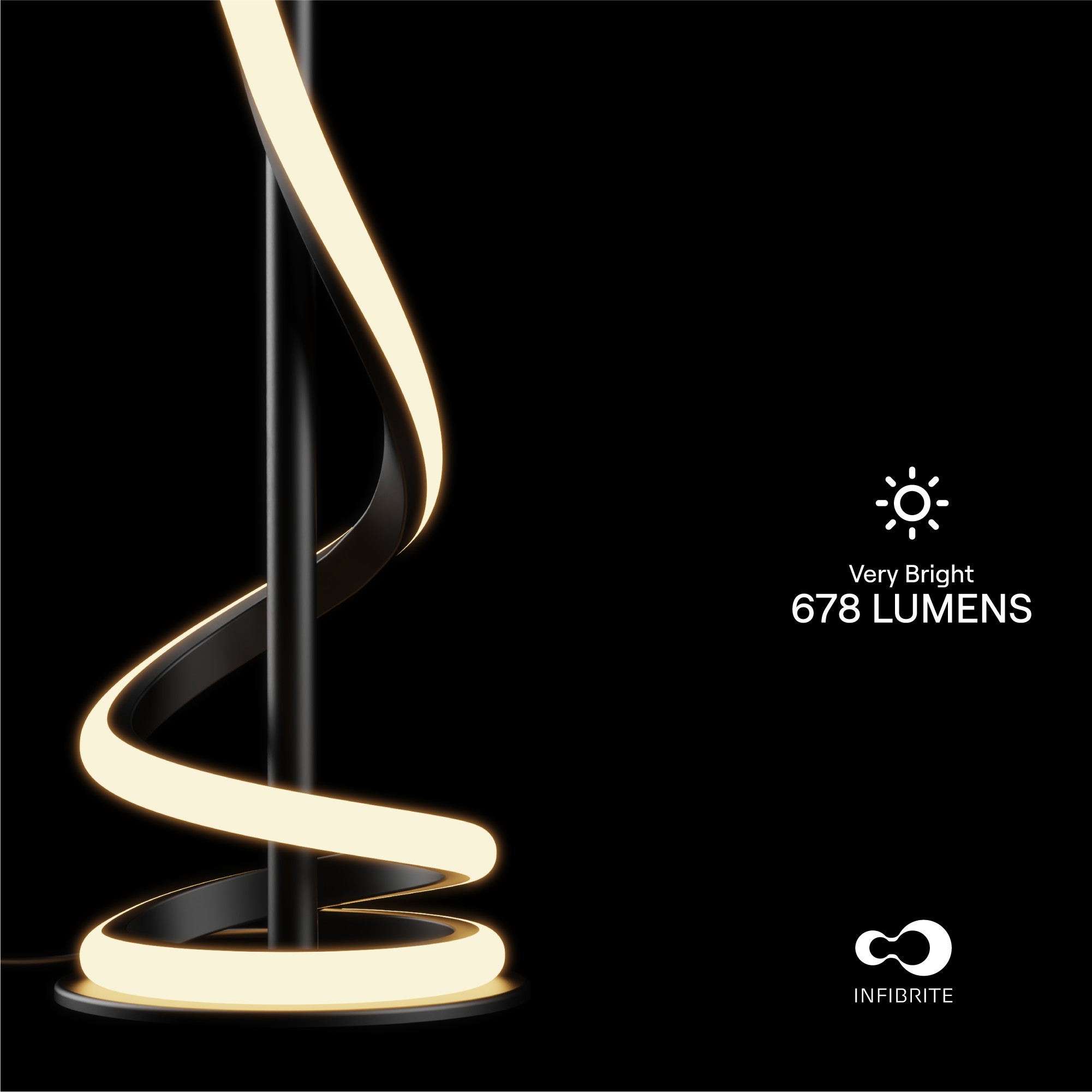 Sculptural Curve 12W LED Table Lamp 16 in. - 3000K Warm White - Matte Black thumbnail 2