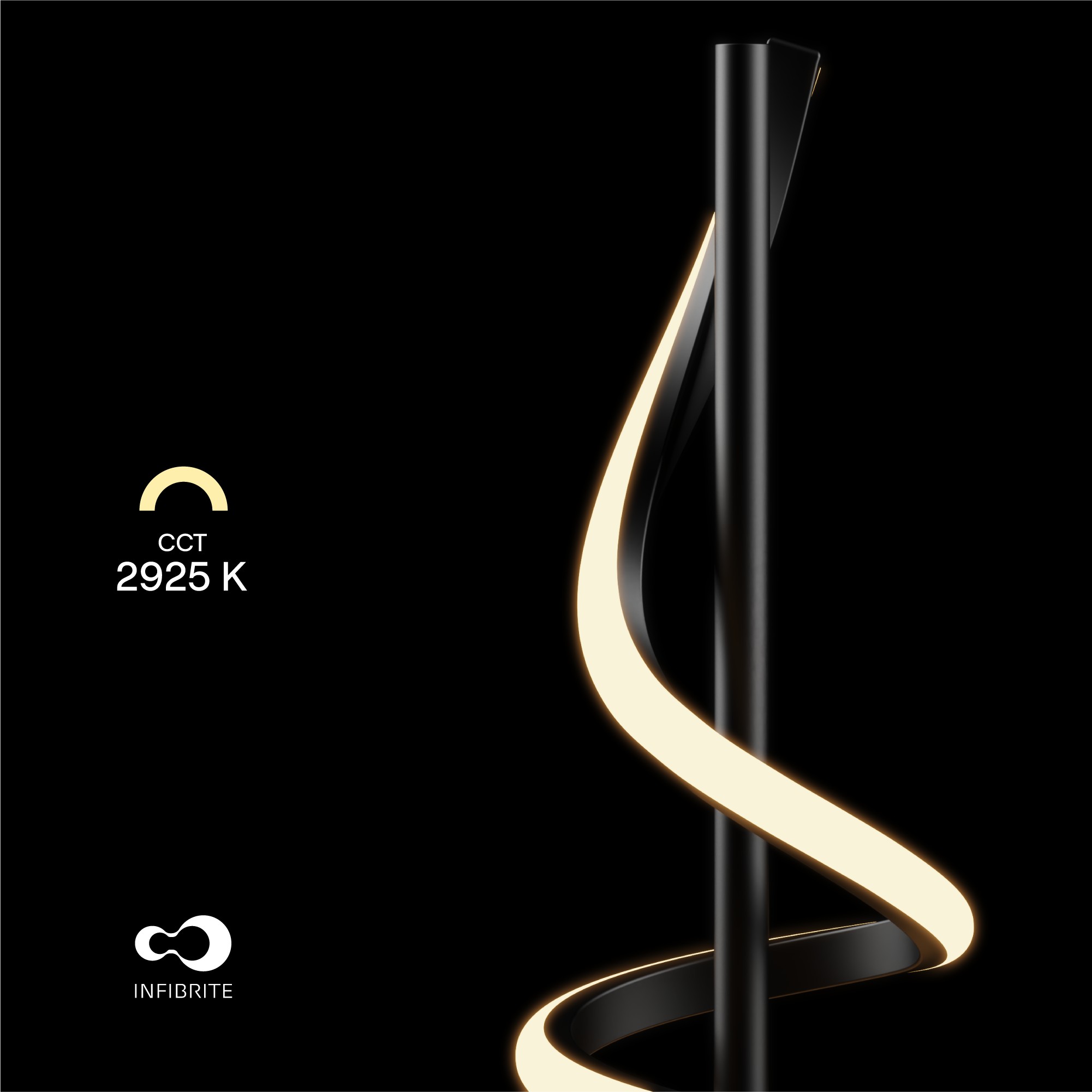 Sculptural Curve 12W LED Table Lamp 16 in. - 3000K Warm White - Matte Black thumbnail 3