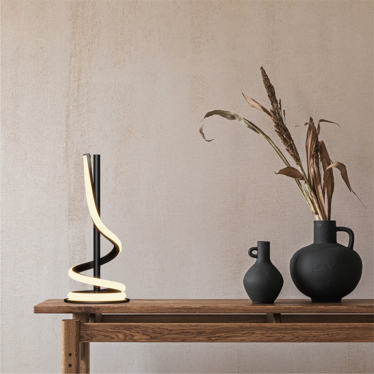 Sculptural Curve 12W LED Table Lamp 16 in. - 3000K Warm White - Matte Black thumbnail 6