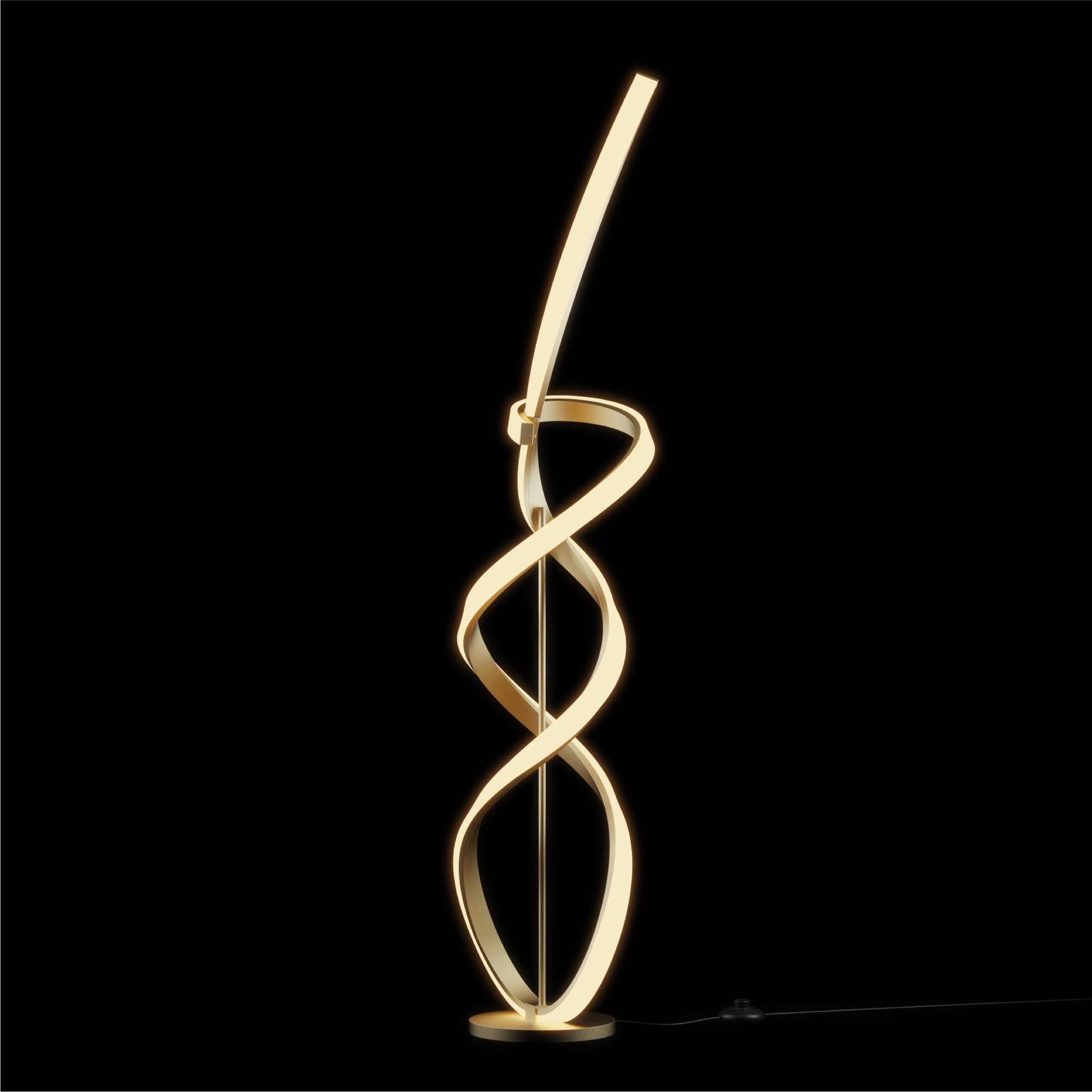 Golden Swirl 31W LED Floor Lamp 59 in. - 3000K Warm Glow- Stepless Dimming