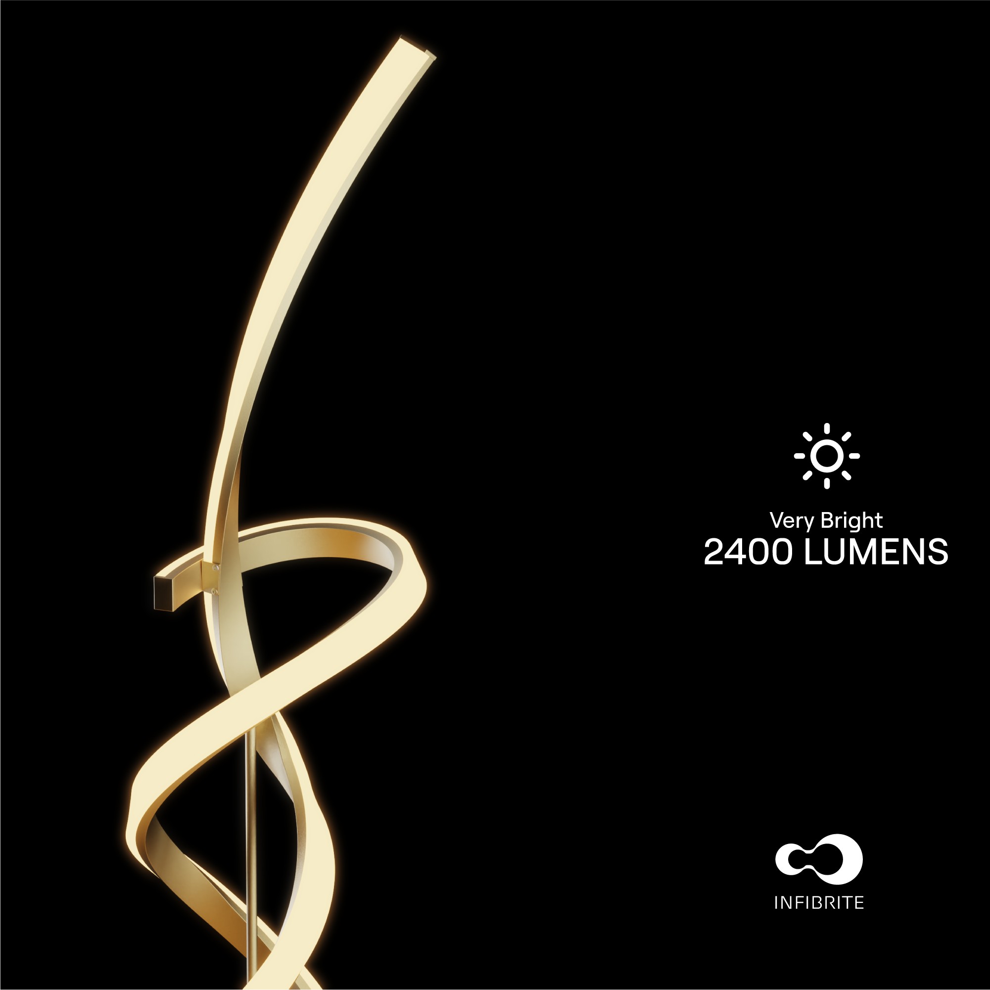 Golden Swirl 31W LED Floor Lamp 59 in. - 3000K Warm Glow- Stepless Dimming thumbnail 2