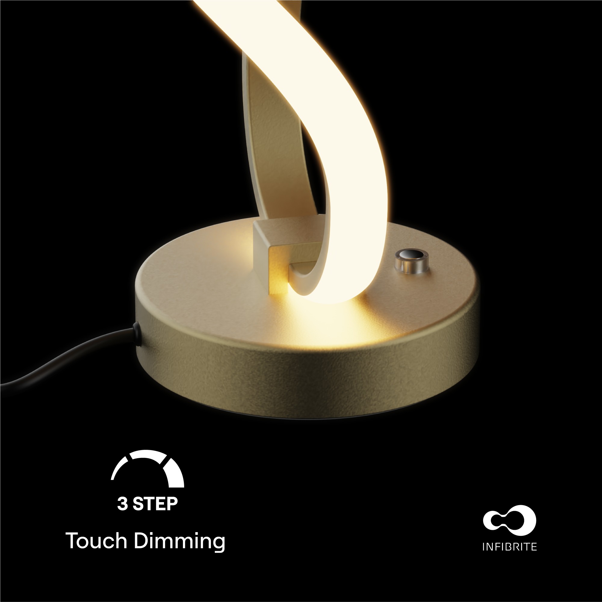 Golden Swirl 12W LED Table Lamp 16 in. - 3000K Warm Glow- Touch Dimming thumbnail 4