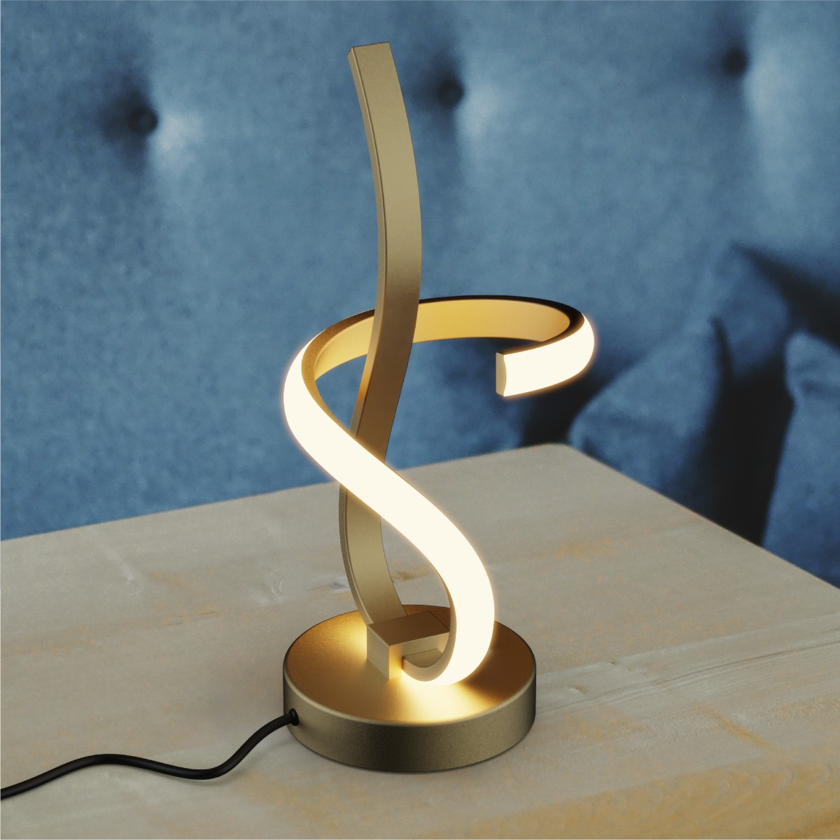 Golden Swirl 12W LED Table Lamp 16 in. - 3000K Warm Glow- Touch Dimming thumbnail 6