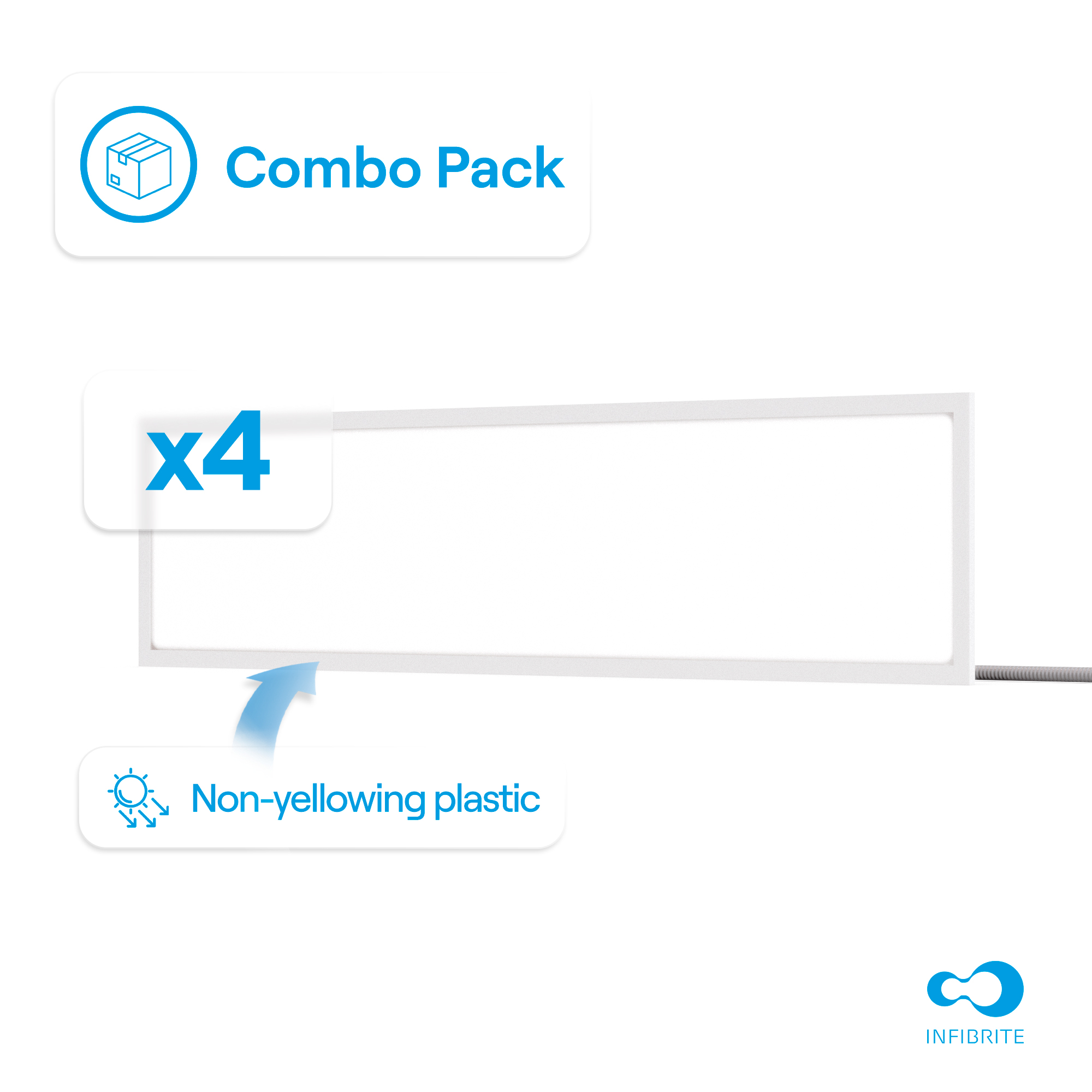 1x4 LED Backlit Panel Light, 25W/34W/42W 3,900/5,200/6,500LM, 3CCT Selectable, 0-10V Dimmable, ETL, FCC, Energy Star, (4 Pack)