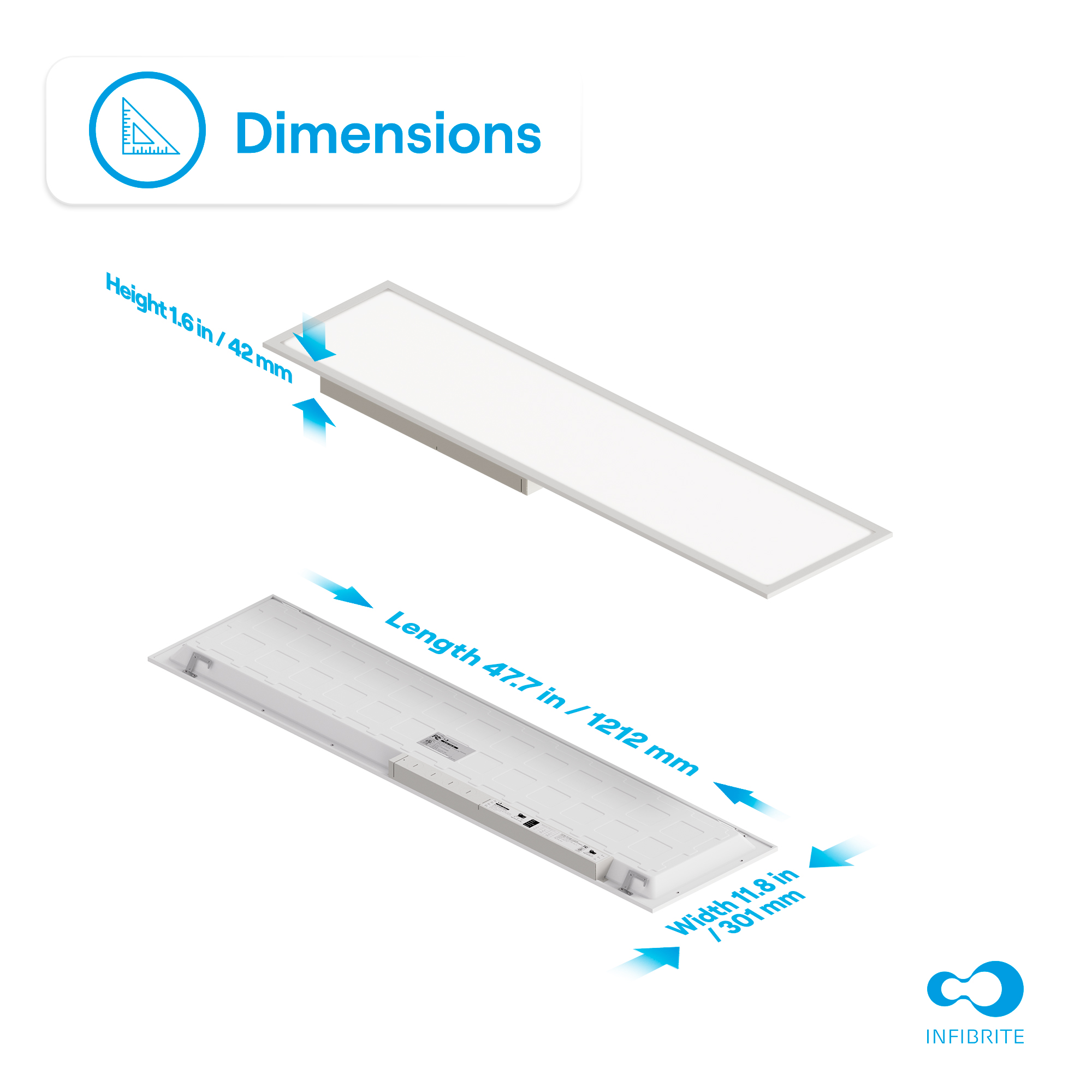 1x4 LED Backlit Panel Light, 25W/34W/42W 3,900/5,200/6,500LM, 3CCT Selectable, 0-10V Dimmable, ETL, FCC, Energy Star, (4 Pack) thumbnail 7