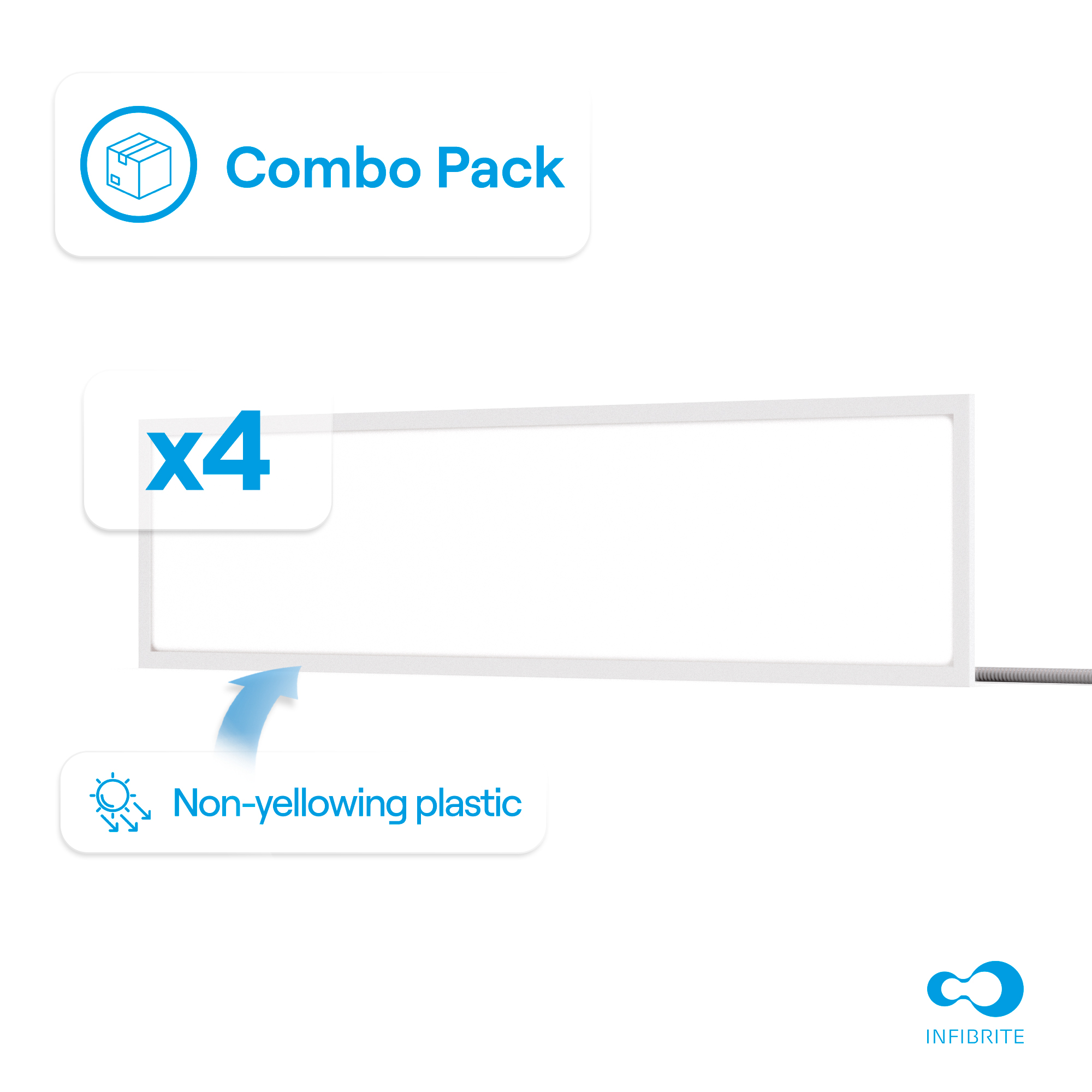 1x4 LED Backlit Panel Light, 25W/34W/42W 3,900/5,200/6,500LM, 5000K Daylight, 0-10V Dimmable, ETL, FCC, Energy Star, (4 Pack)