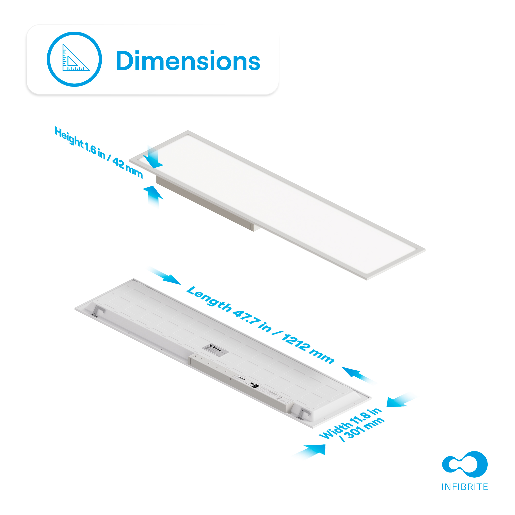 1x4 LED Backlit Panel Light, 25W/34W/42W 3,900/5,200/6,500LM, 5000K Daylight, 0-10V Dimmable, ETL, FCC, Energy Star, (4 Pack) thumbnail 5