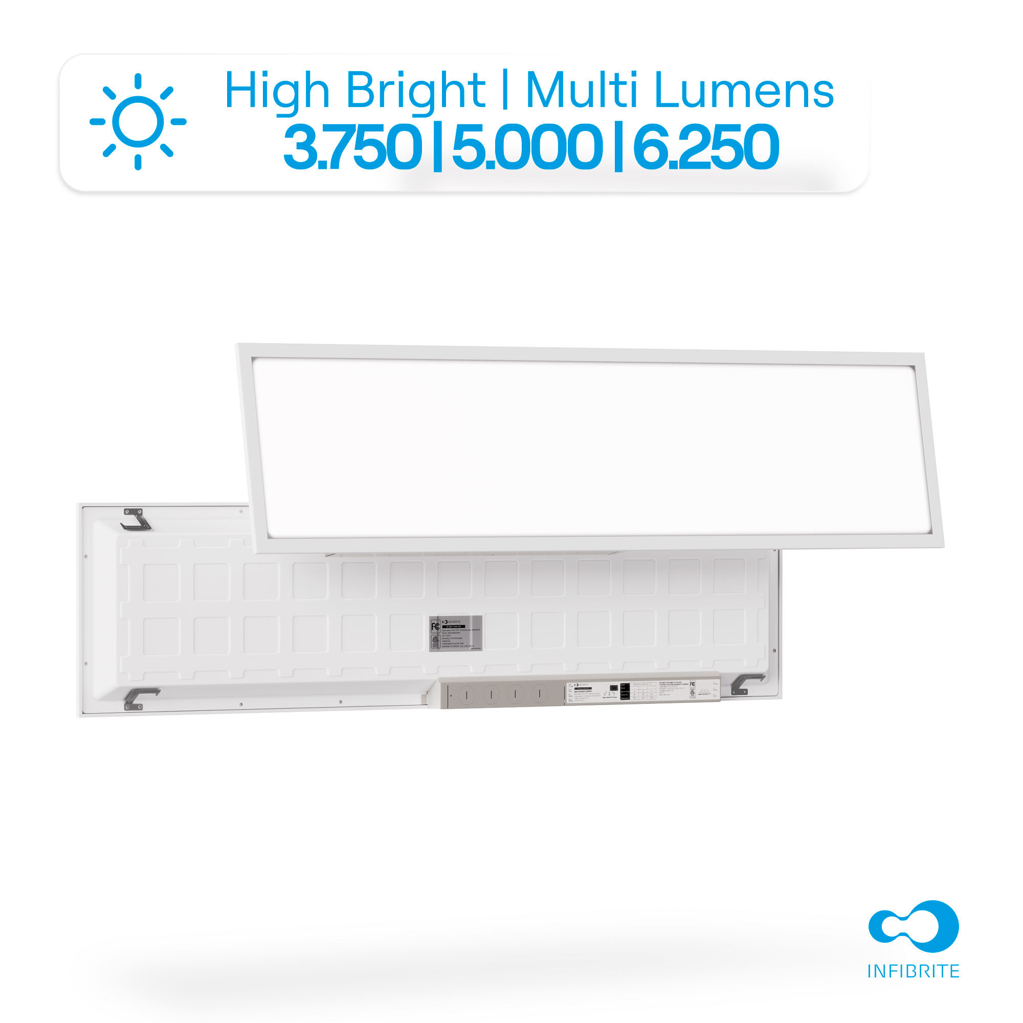 1x4 LED Backlit Panel Light, 25W/34W/42W 3,900/5,200/6,500LM, 5000K Daylight, 0-10V Dimmable, ETL, FCC, Energy Star, (4 Pack) thumbnail 7