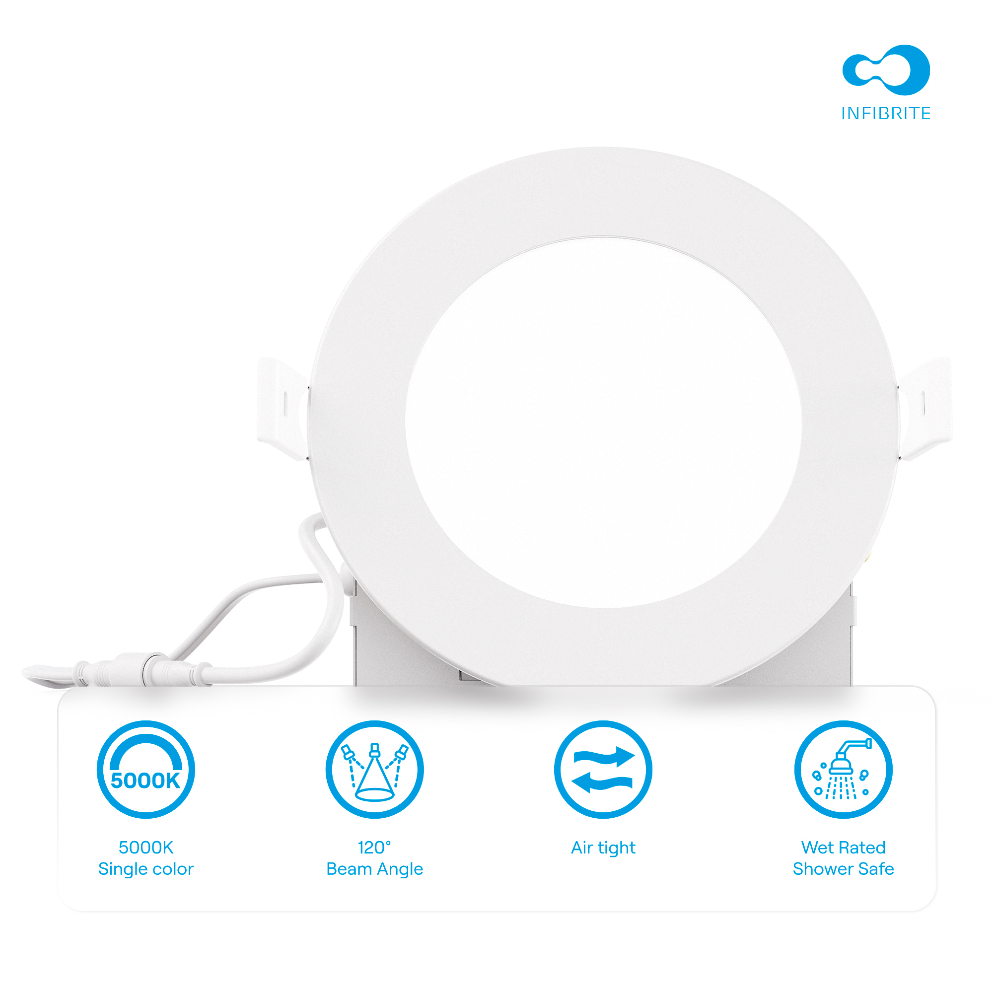 4 Inch 5000K Daylight White 9W 750 Lumens Ultra-Thin LED Recessed Ceiling Downlight with Junction Box, Flush Mount, Dimmable, Canless, Wet Rated (6 Pack), Easy Install, 75W Eqv, FCC, ETL & E thumbnail 6