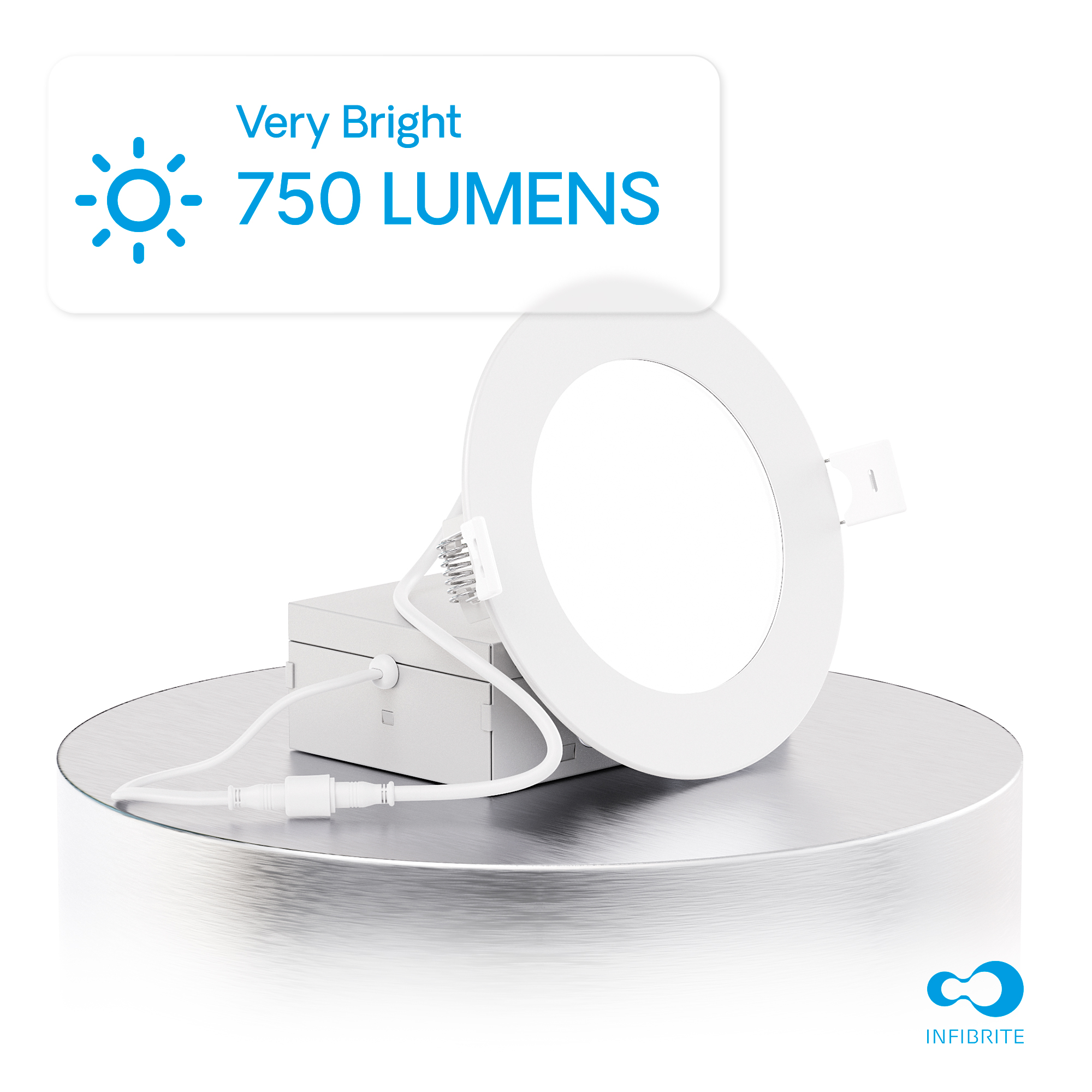 4 Inch 6000K Clear White 9W 750 Lumens Ultra-Thin LED Recessed Ceiling Downlight with Junction Box, Flush Mount, Dimmable, Canless, Wet Rated, Easy Install, 75W Eqv, FCC, ETL & Energy Star