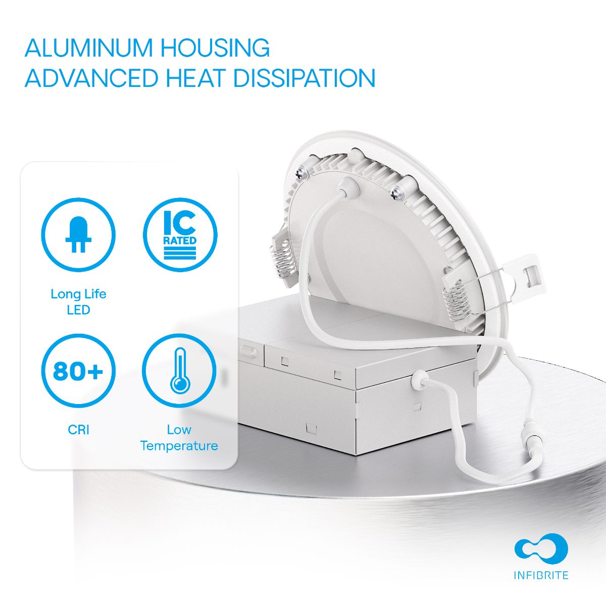 4 Inch 6000K Clear White 9W 750 Lumens Ultra-Thin LED Recessed Ceiling Downlight with Junction Box, Flush Mount, Dimmable, Canless, Wet Rated, Easy Install, 75W Eqv, FCC, ETL & Energy Star