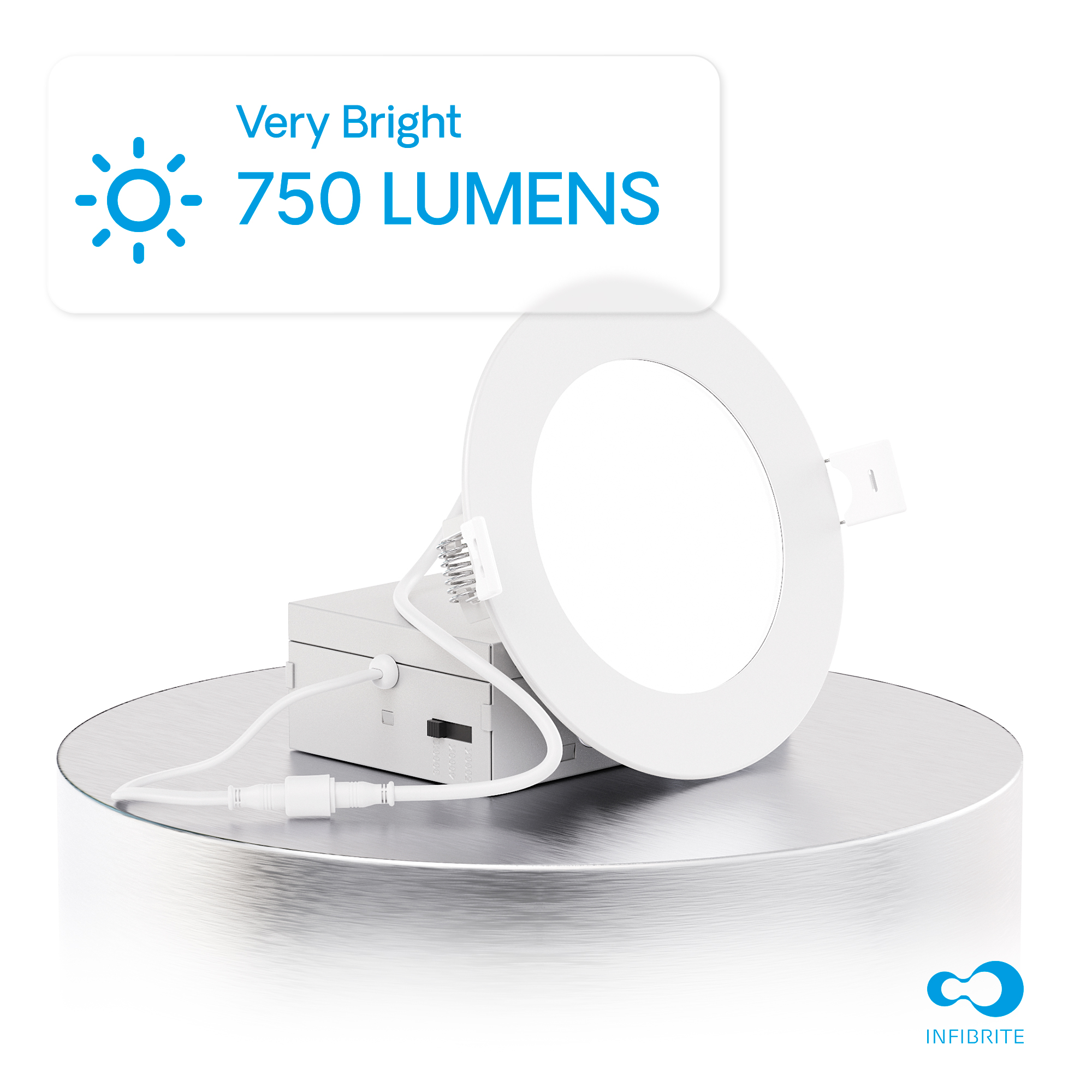 4 Inch 3CCT Selectable 9W 750 Lumens Ultra-Thin LED Recessed Ceiling Downlightwith Junction Box, Flush Mount, Dimmable, Canless, Wet Rated, Easy Install, 75W Eqv, FCC, ETL & Energy Star thumbnail 2