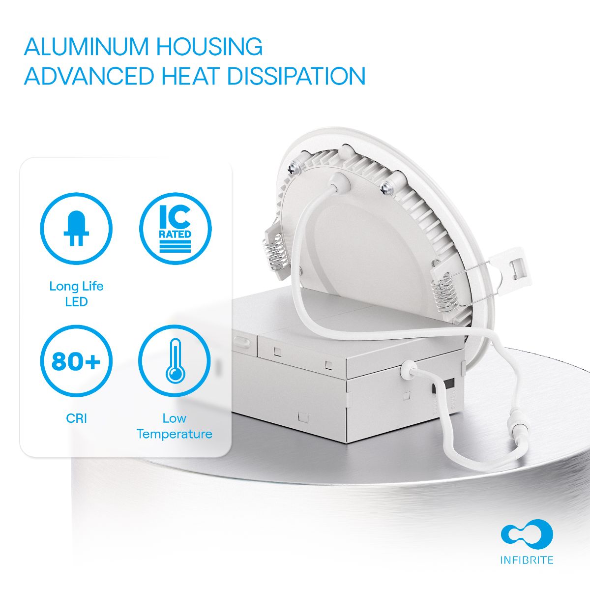 4 Inch 3CCT Selectable 9W 750 Lumens Ultra-Thin LED Recessed Ceiling Downlightwith Junction Box, Flush Mount, Dimmable, Canless, Wet Rated, Easy Install, 75W Eqv, FCC, ETL & Energy Star thumbnail 3