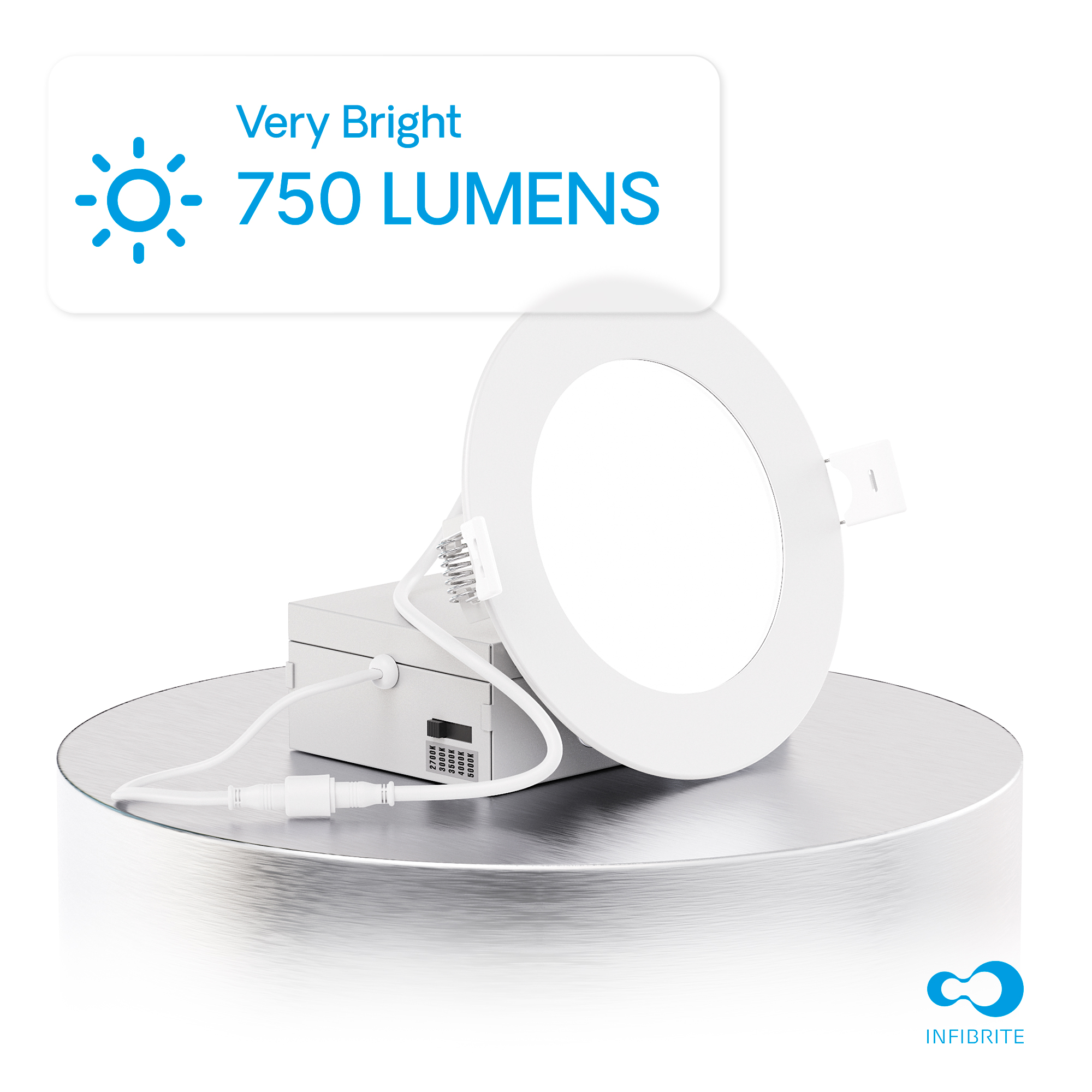 4 Inch 5CCT Selectable 9W 750 Lumens Ultra-Thin LED Recessed Ceiling Downlightwith Junction Box, Flush Mount, Dimmable, Canless, Wet Rated (24 Pack), Easy Install, 75W Eqv, FCC, ETL & Energy thumbnail 3
