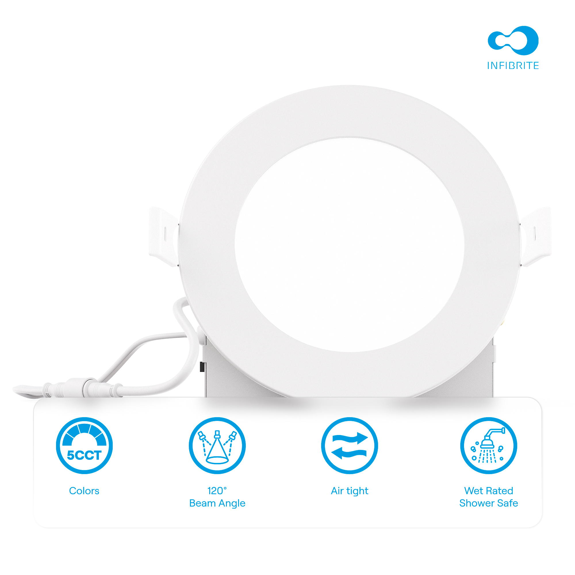 4 Inch 5CCT Selectable 9W 750 Lumens Ultra-Thin LED Recessed Ceiling Downlightwith Junction Box, Flush Mount, Dimmable, Canless, Wet Rated (24 Pack), Easy Install, 75W Eqv, FCC, ETL & Energy thumbnail 6