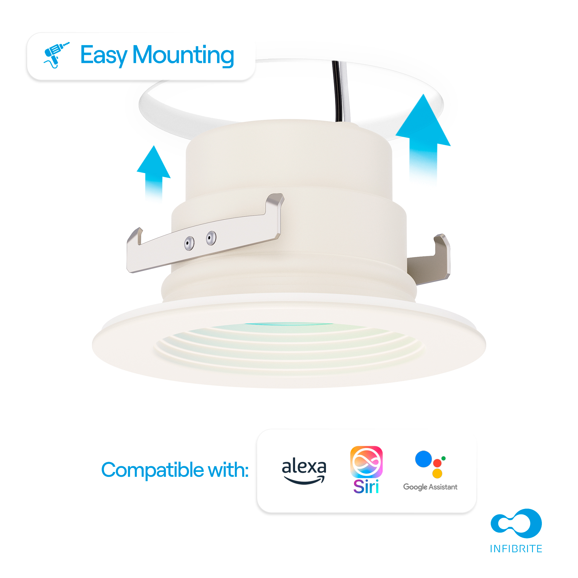 4 Inch Smart Recessed Light, Color Changing and Tunable White, WiFi Retrofit LED Downlight E26 Base, No Hub, Works with Alexa and Google, Dimmable, 810LM, CRI90, RGBCW, Wet Rated thumbnail 5