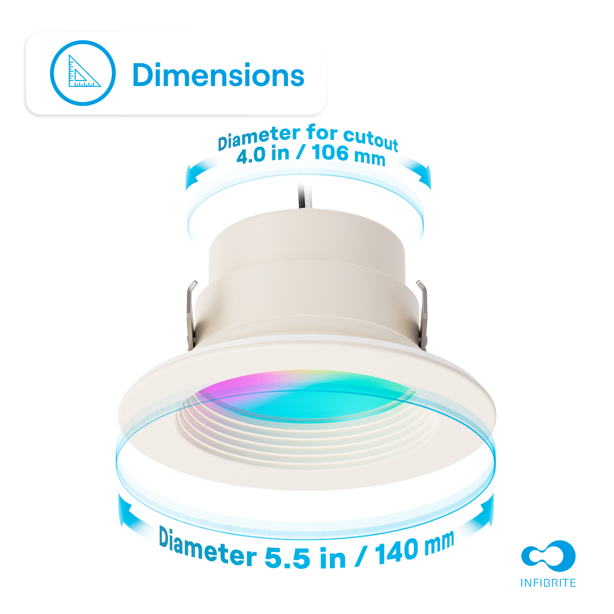 4 Inch Smart Recessed Light, Color Changing and Tunable White, WiFi Retrofit LED Downlight E26 Base, No Hub, Works with Alexa and Google, Dimmable, 810LM, CRI90, RGBCW, Wet Rated thumbnail 7