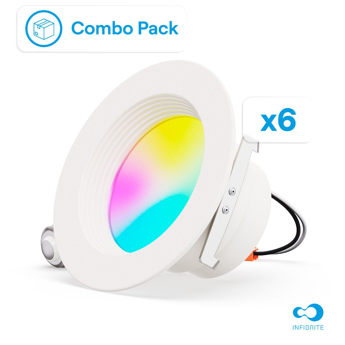 4 Inch Smart Recessed Light, Color Changing and Tunable White, WiFi Retrofit LED Downlight E26 Base, No Hub, Works with Alexa and Google, Dimmable, 810LM, CRI90, RGBCW, Wet Rated (6 Pack)