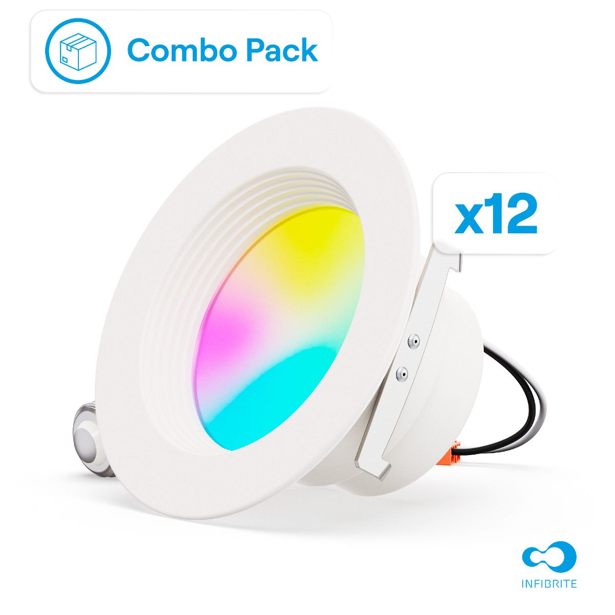 4 Inch Smart Recessed Light, Color Changing and Tunable White, WiFi Retrofit LED Downlight E26 Base, No Hub, Works with Alexa and Google, Dimmable, 810LM, CRI90, RGBCW, Wet Rated (12 Pack)
