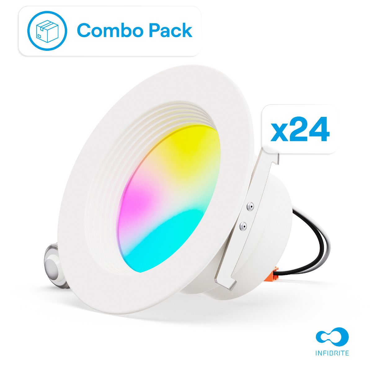 4 Inch Smart Recessed Light, Color Changing and Tunable White, WiFi Retrofit LED Downlight E26 Base, No Hub, Works with Alexa and Google, Dimmable, 810LM, CRI90, RGBCW, Wet Rated (24 Pack)